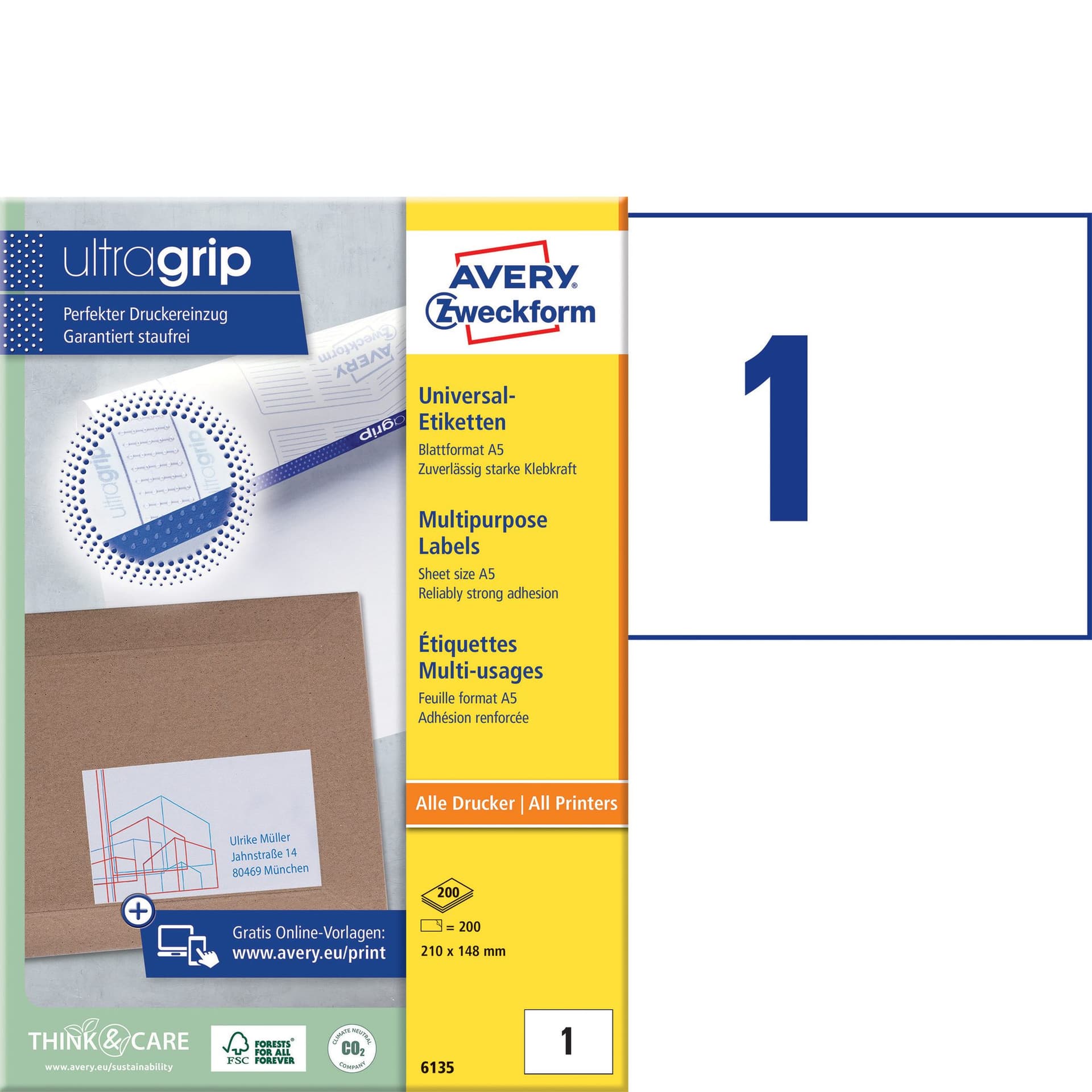 Etiket Avery 6135 210x148mm wit 200 stuks 2