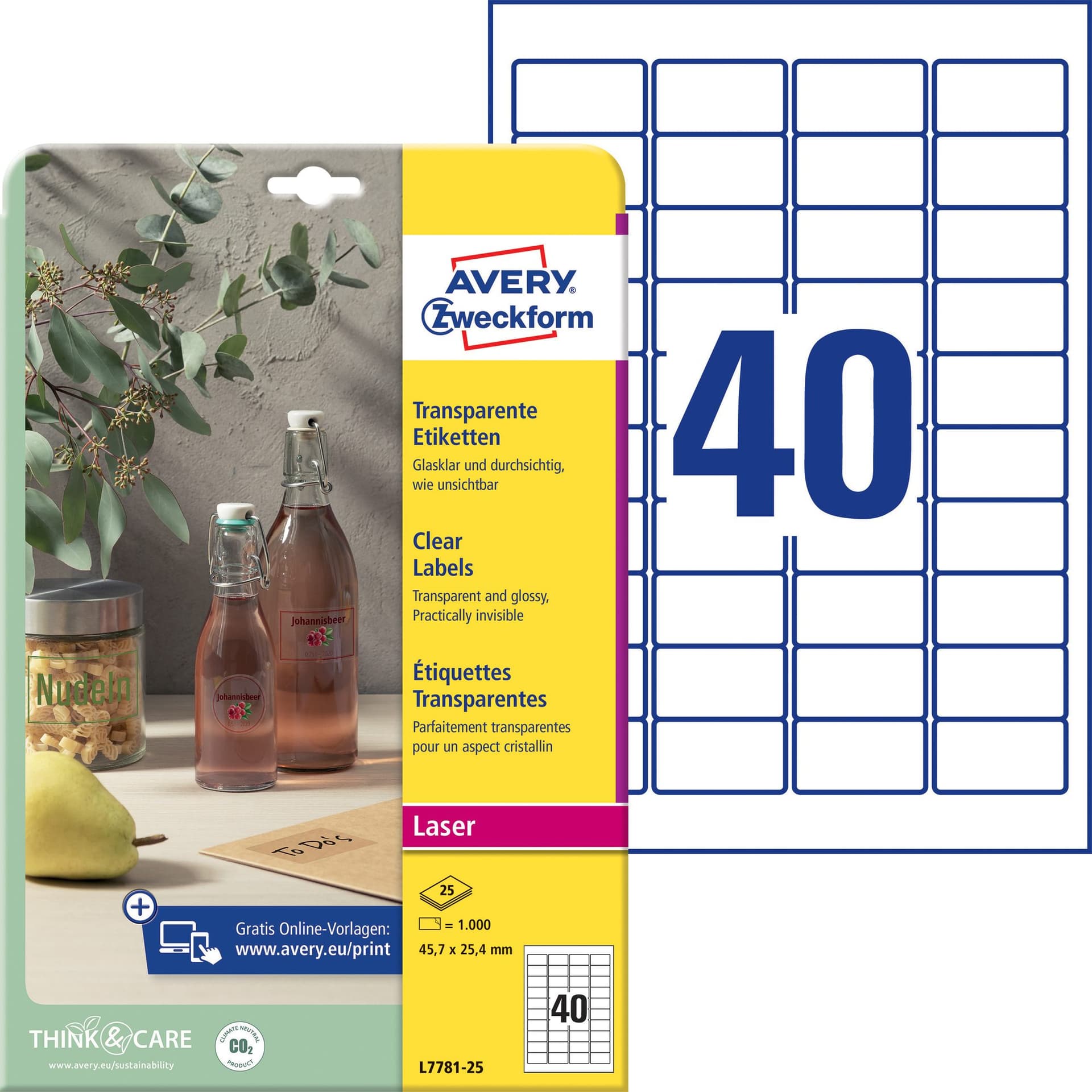 Etiket Avery L7781-25 45.7x25.4mm transparant 1000 stuks 2