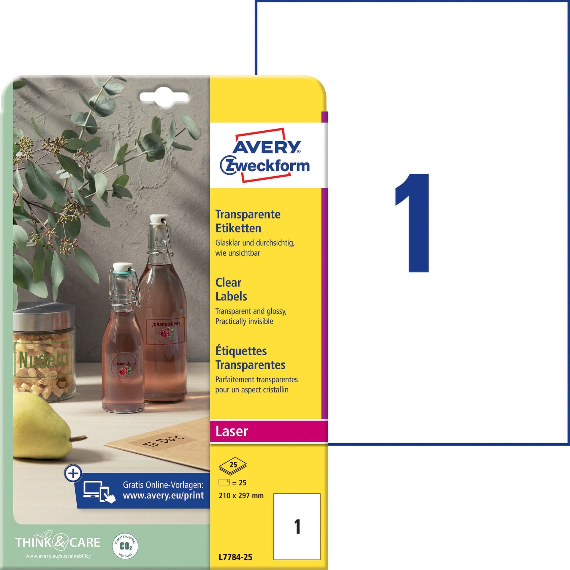 Etiket Avery L7784-25 210x297mm transparant 25 stuks 2