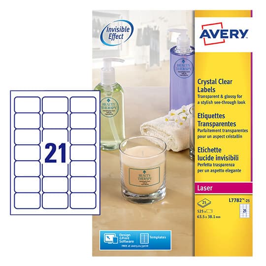 Etiket Avery L7782-25 63.5x38.1mm transparant 525 stuks 2
