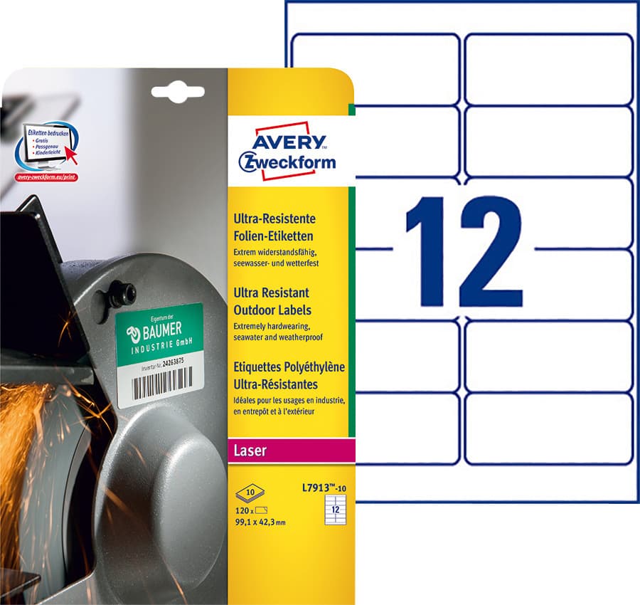 Etiket Avery L7913-10 99.1x42.3mm polyethyleen wit 120 stuks 2