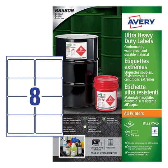 Etiket Avery B3427-50 105x74mm polyethyleen wit 400 stuks 2