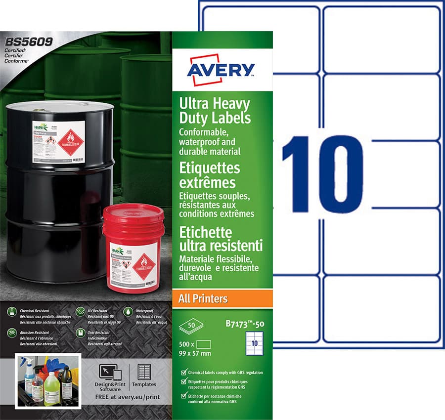Etiket Avery B7173-50 99x57mm polyethyleen wit 500 stuks 2