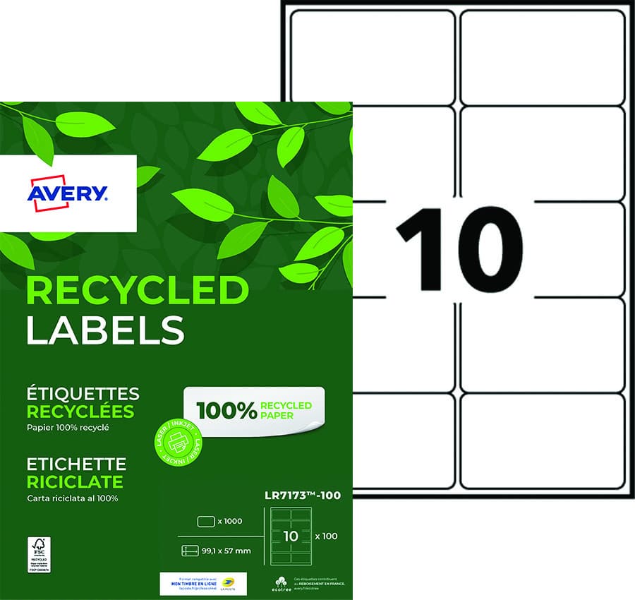 Etiket Avery LR7173-100 99.1x57mm recycled wit 1000 stuks 2
