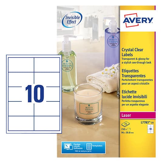 Etiket Avery L7783-25 96x50.8mm transparant 250 stuks 2