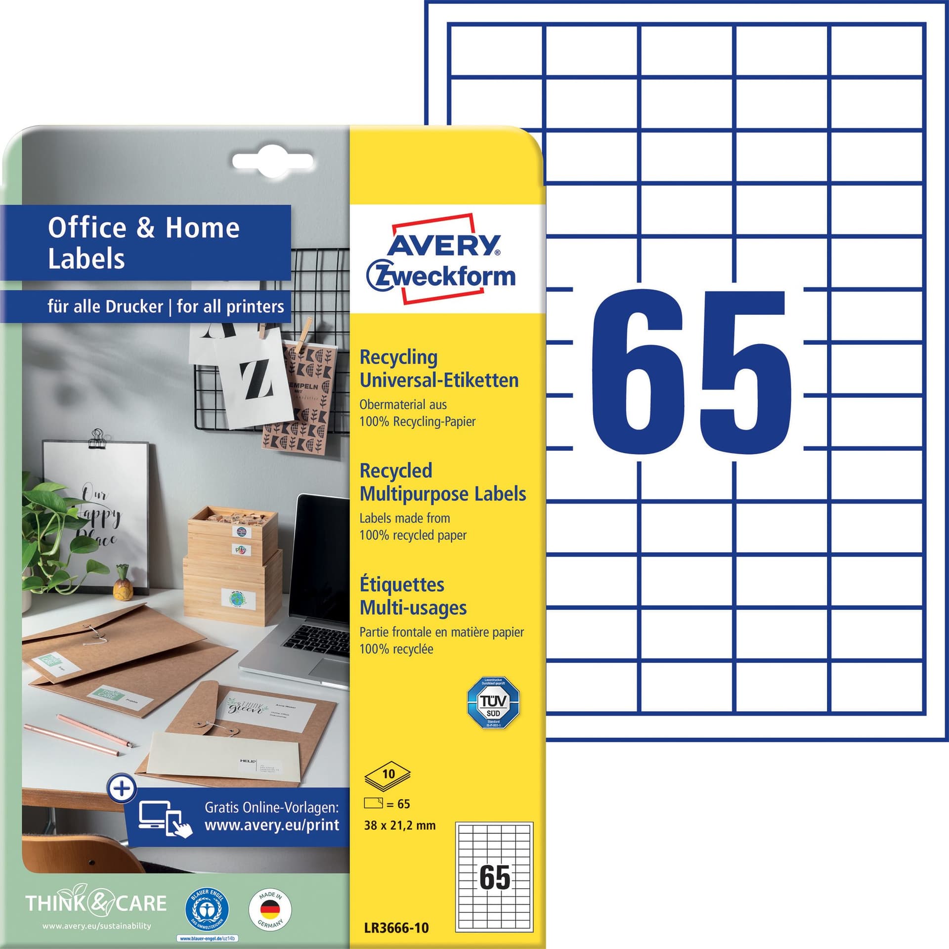 Etiket Avery LR3666-10 38x21.2mm recycled wit 650 stuks 2
