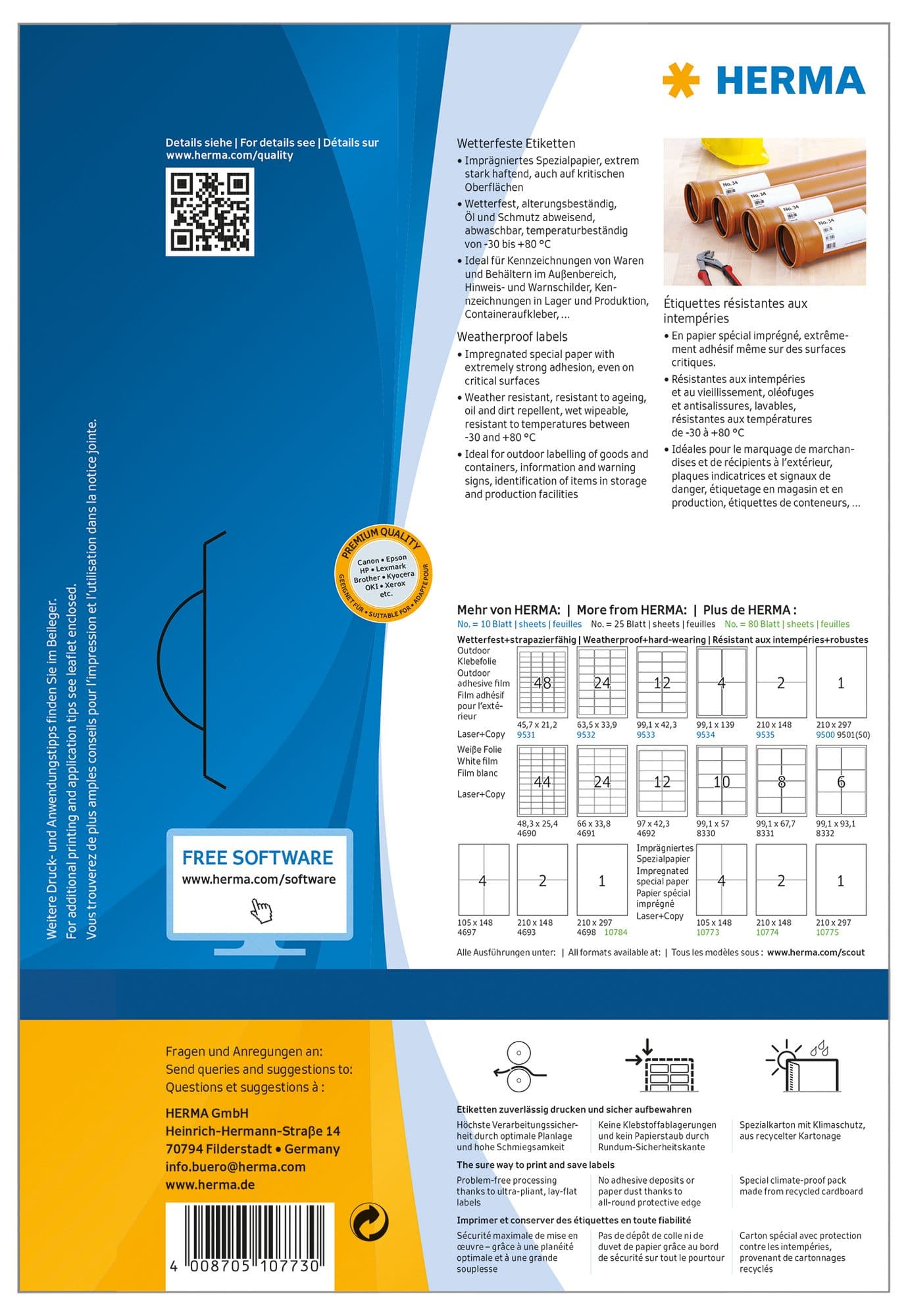 Etiket HERMA 10773 105x148mm weerbestendig wit 320 stuks 2