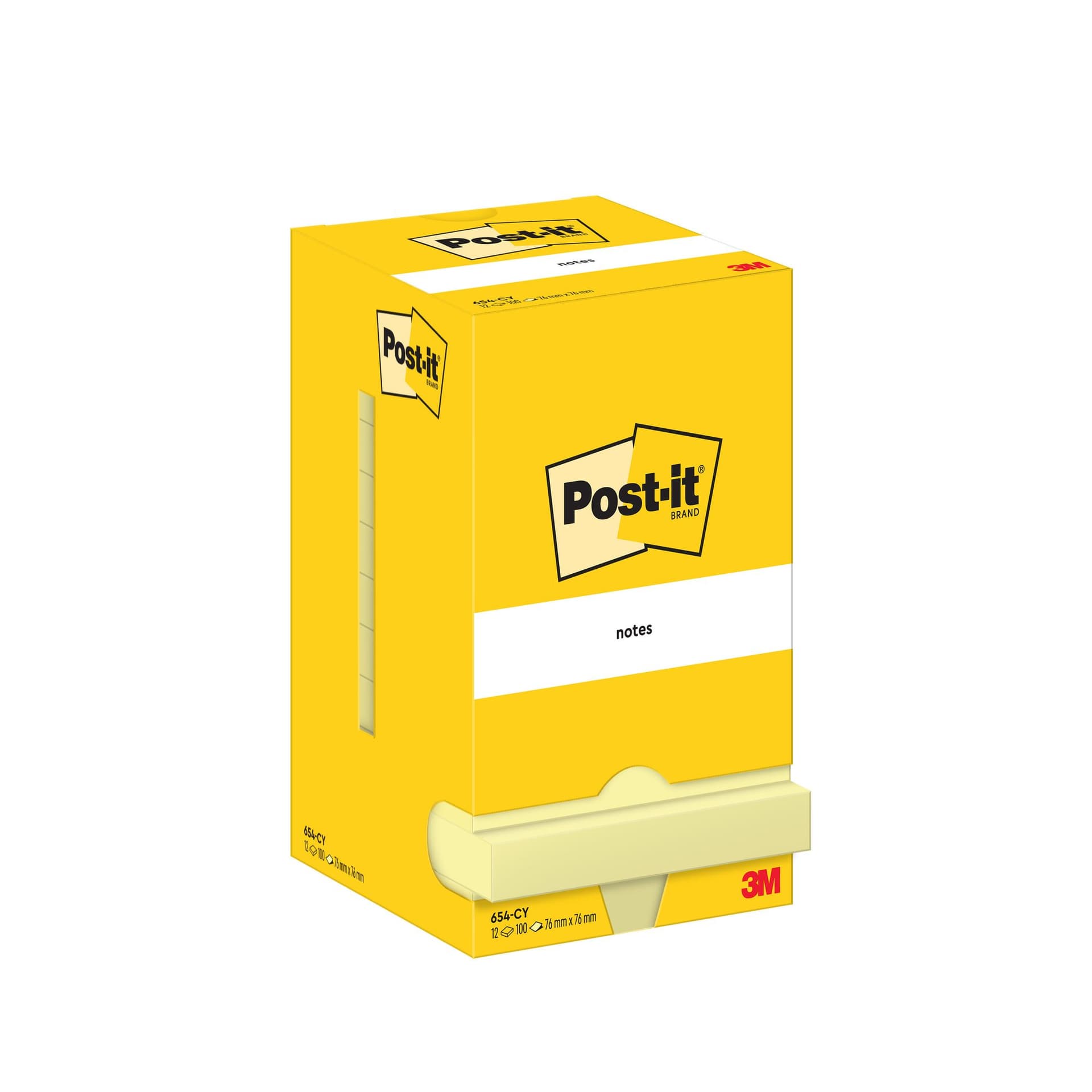 Memoblok Post-it 654 76x76mm geel 12 stuks 3