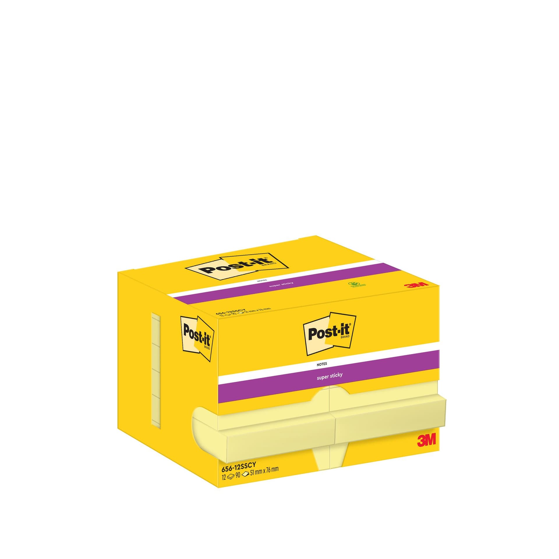 Memoblok Post-it 656 Super Sticky 51x76mm geel 12 stuks 4