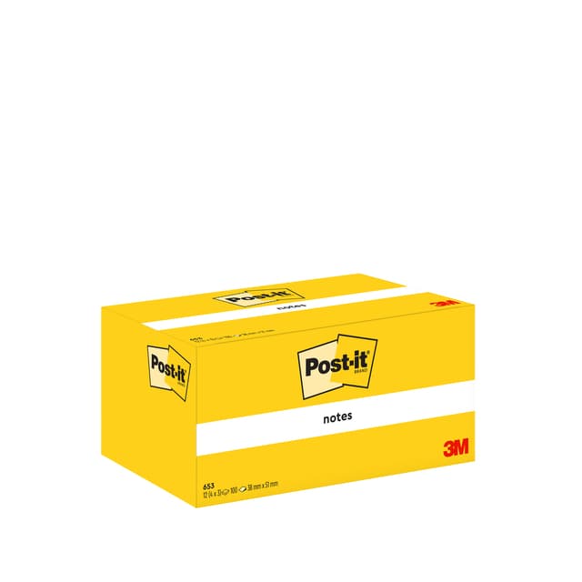 Memoblok Post-it 653 38x51mm geel 3 stuks 3