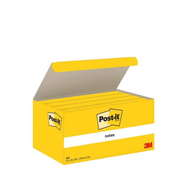 Memoblok Post-it 653 38x51mm geel 3 stuks 2