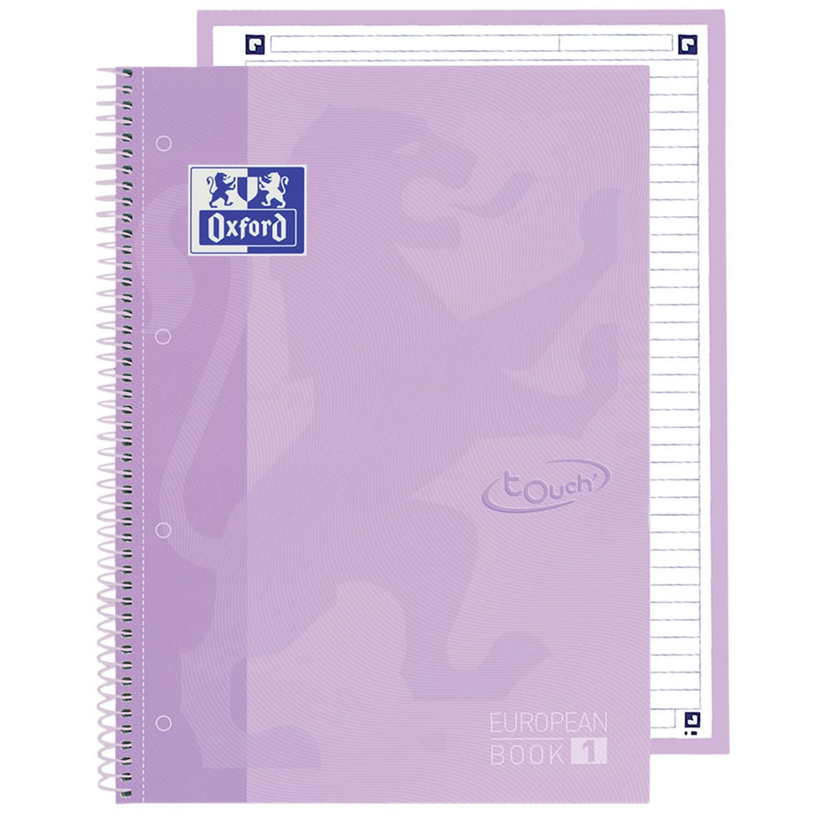 Notitieboek Oxford Touch Europeanbook A4+ 4-gaats lijn 160 pagina's pastel paars 2