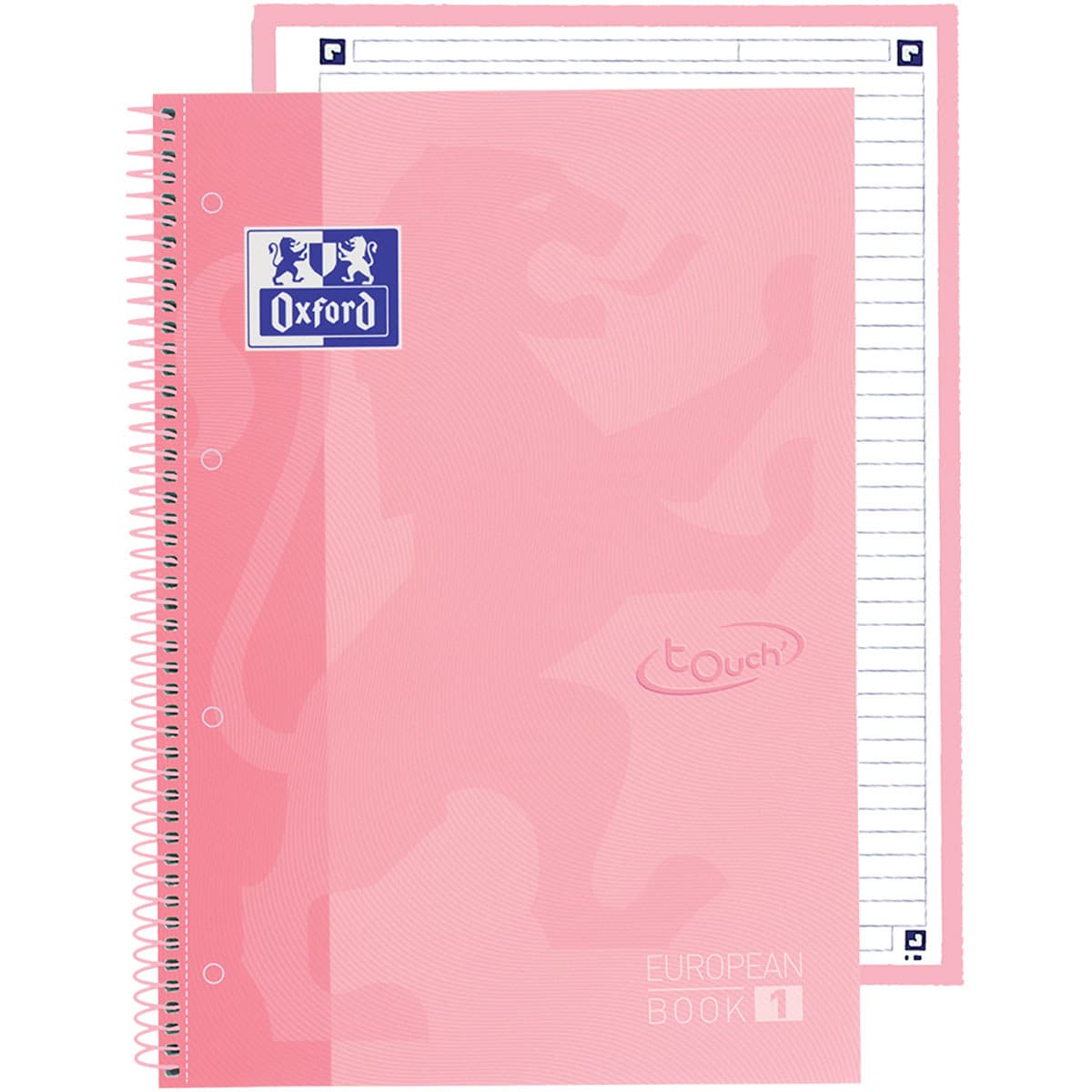 Notitieboek Oxford Touch Europeanbook A4+ 4-gaats lijn 160 pagina's pastel roze 2