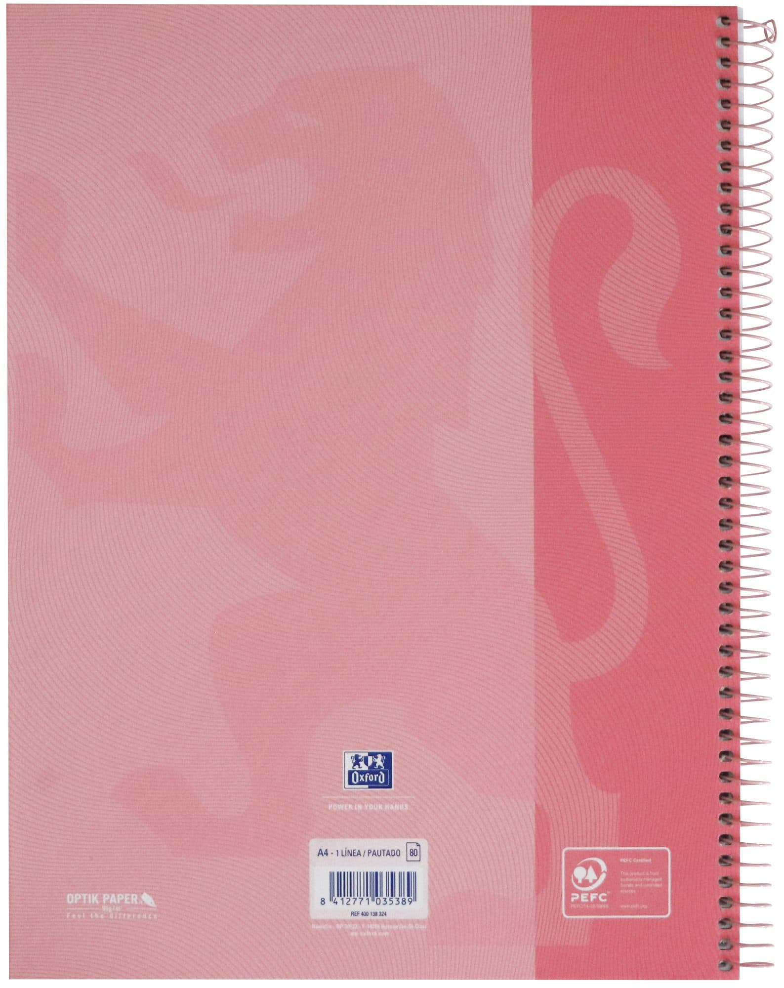 Notitieboek Oxford Touch Europeanbook A4+ 4-gaats lijn 160 pagina's pastel roze 3