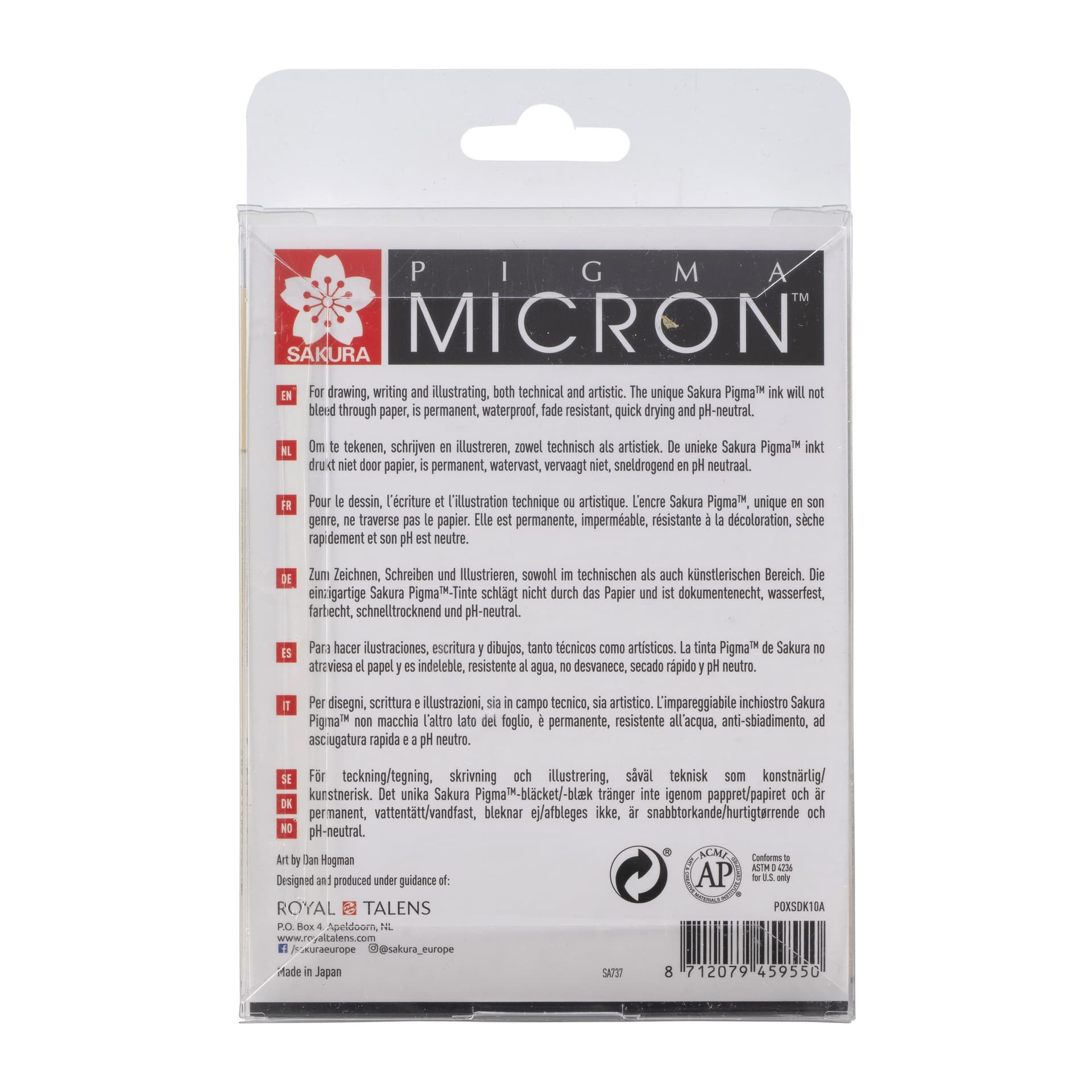 Fineliner Sakura Pigma Micron set à 10 schrijfbreedtes zwart 2