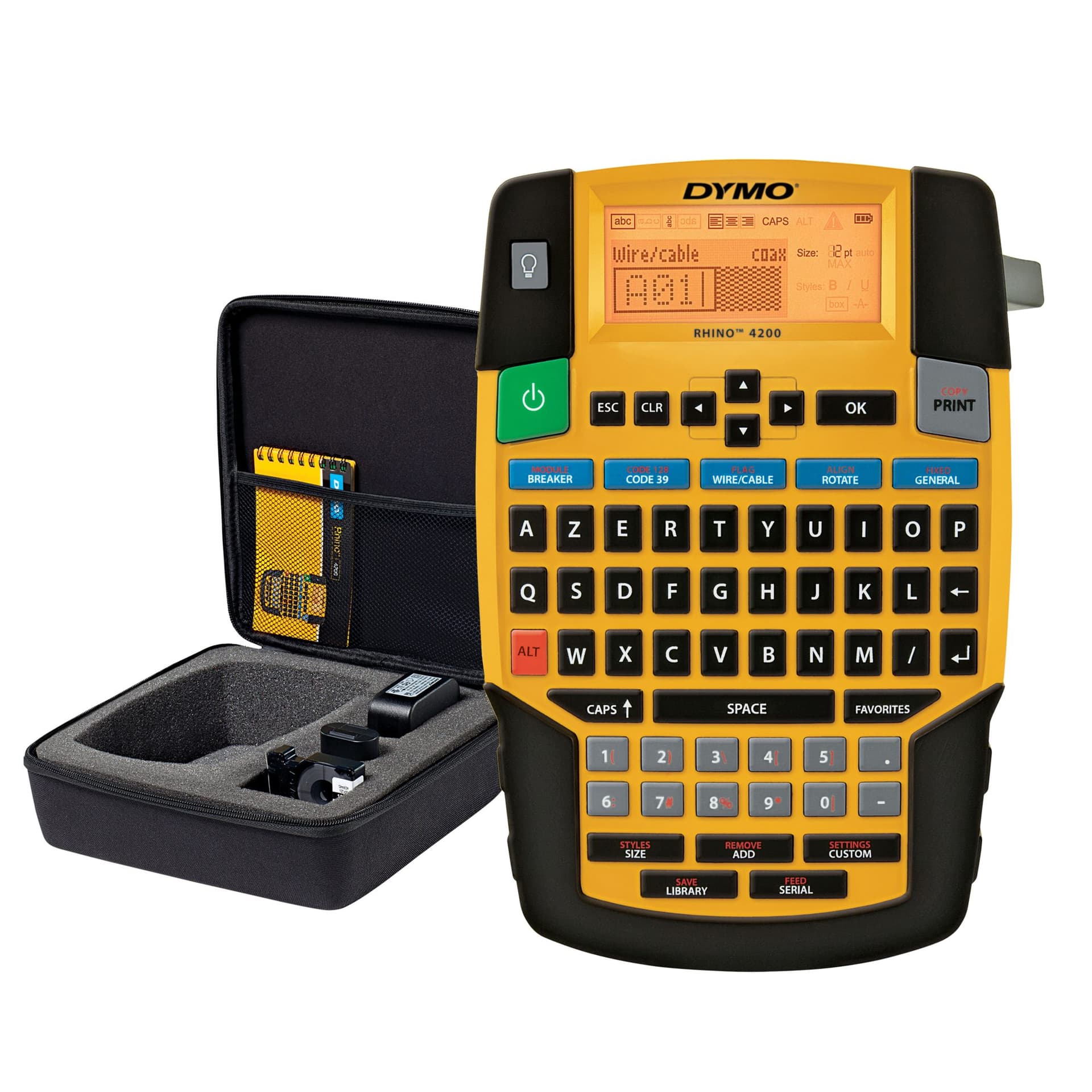 Labelprinter Dymo Rhino 4200 industrieel azerty 19mm geel in koffer 2