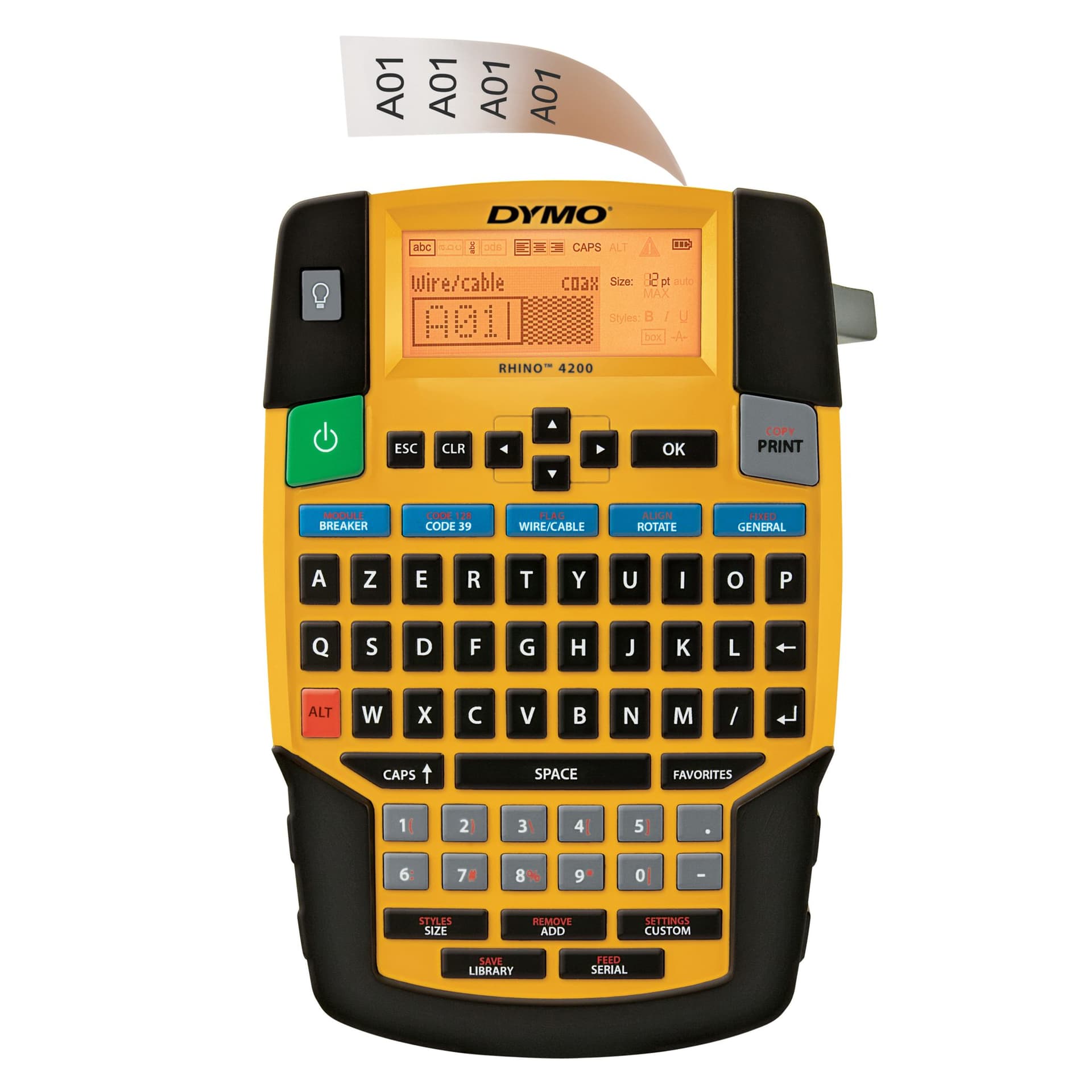 Labelprinter Dymo Rhino 4200 industrieel azerty 19mm geel in koffer 3