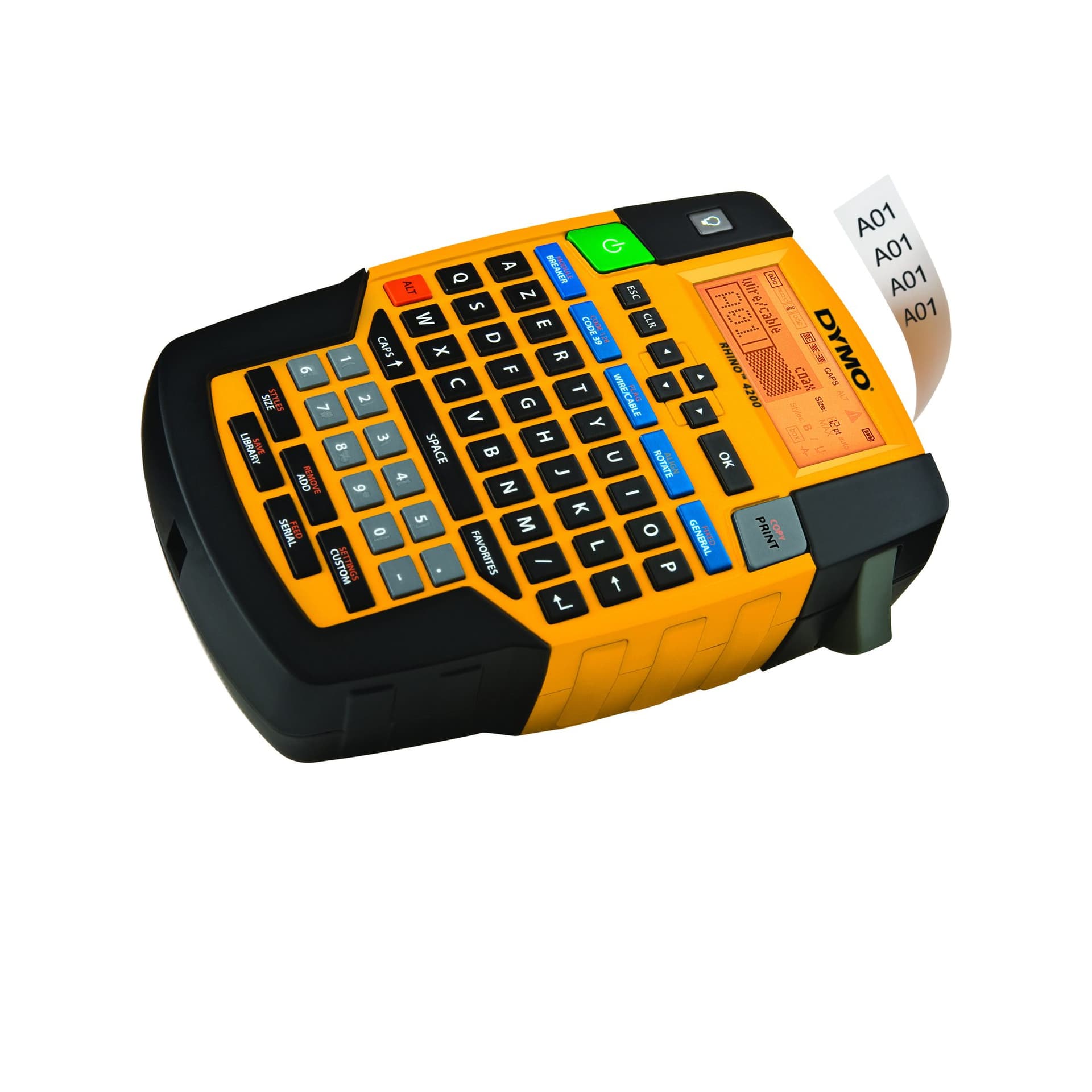 Labelprinter Dymo Rhino 4200 industrieel azerty 19mm geel in koffer 5