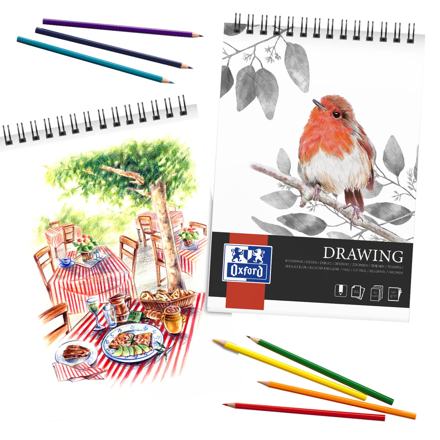 Tekenblok Oxford Drawing A4 50 vel 160 gram spiraal 2