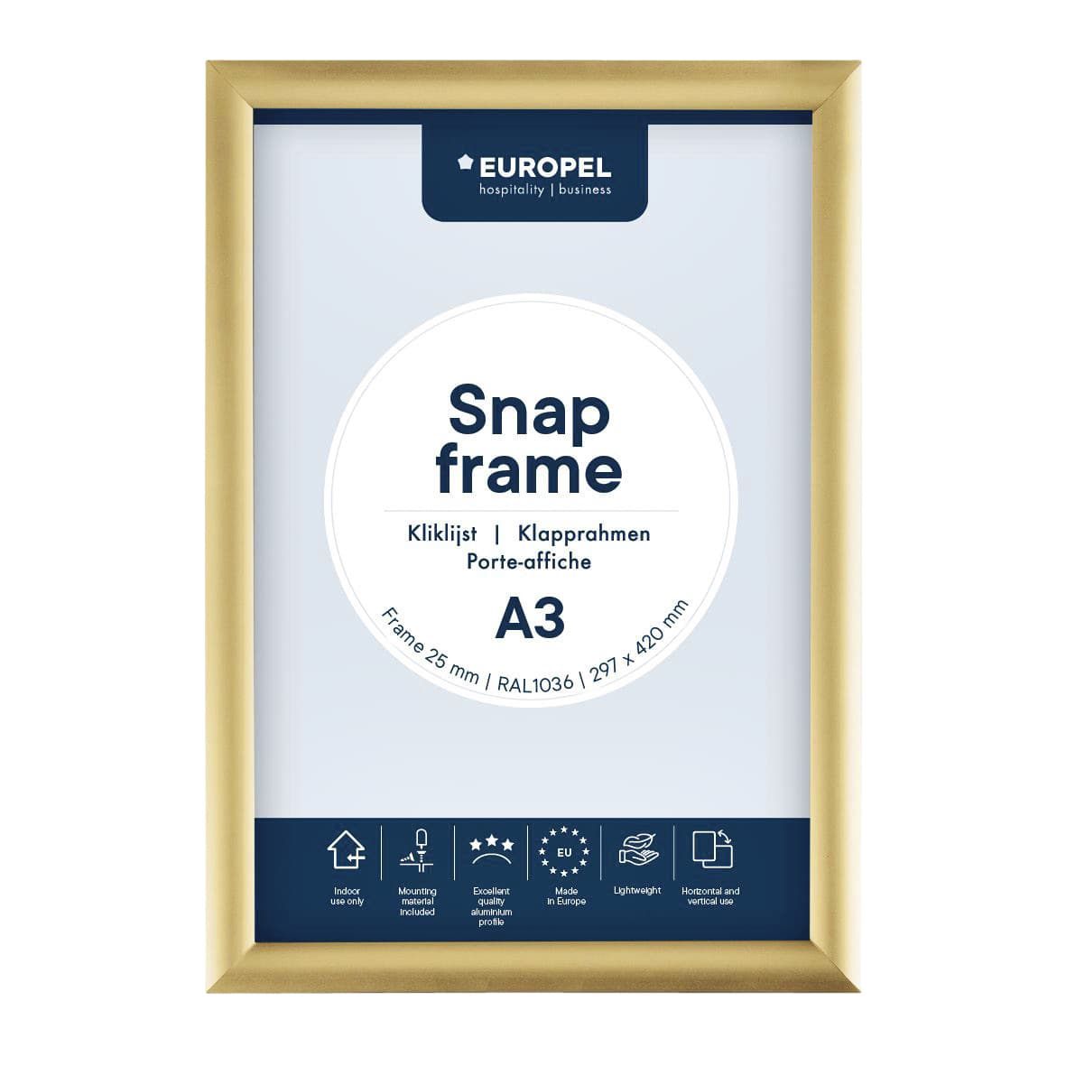 Kliklijst Europel A3 25mm goud