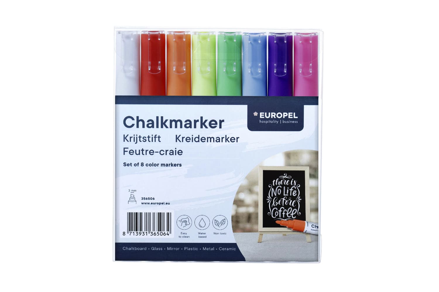 Krijtstift Europel 3mm assorti etui 8 stuks 2