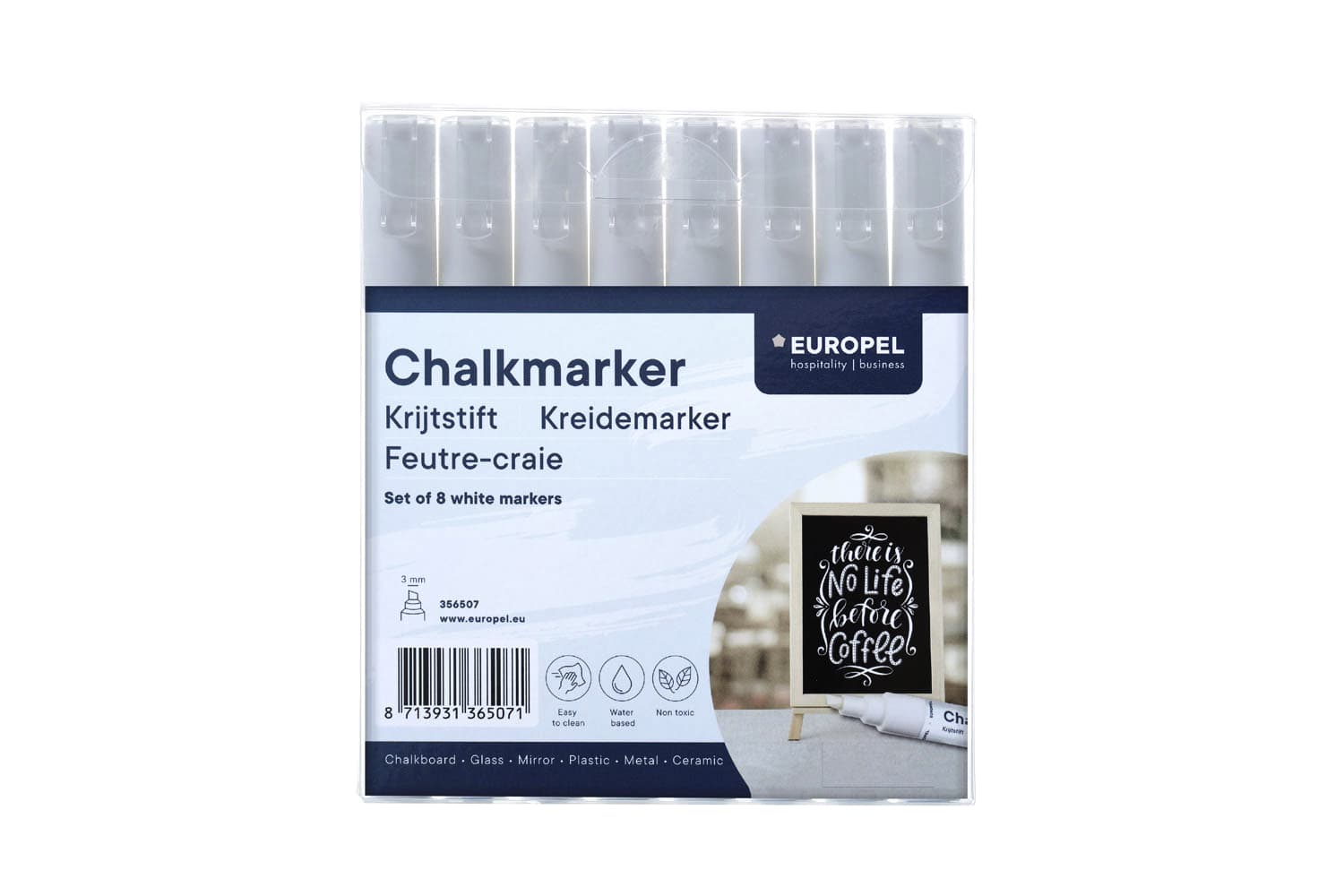 Krijtstift Europel 3mm wit etui 8 stuks 2