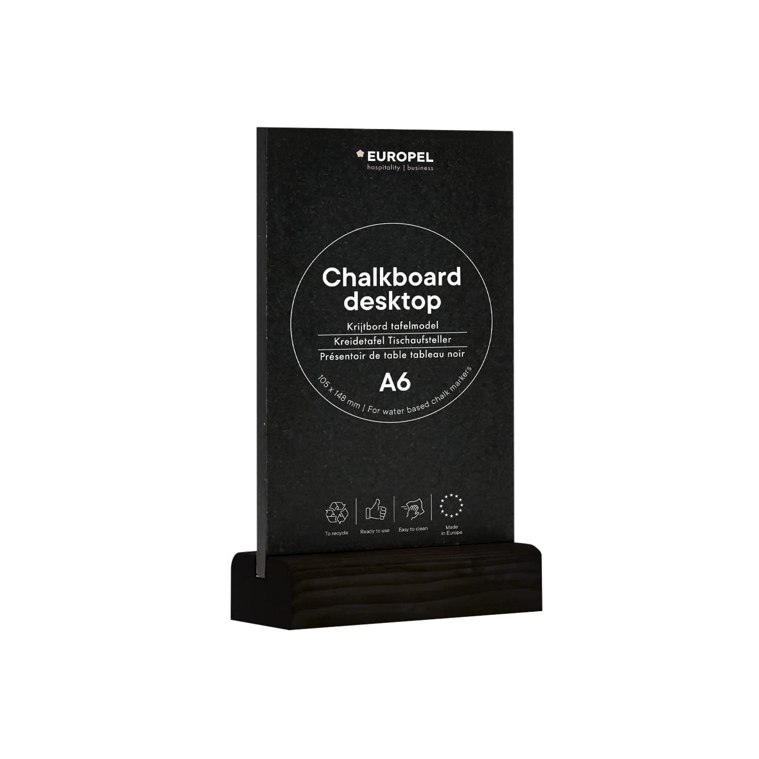 Krijtbord Europel tafelmodel A6 staand zwart 2