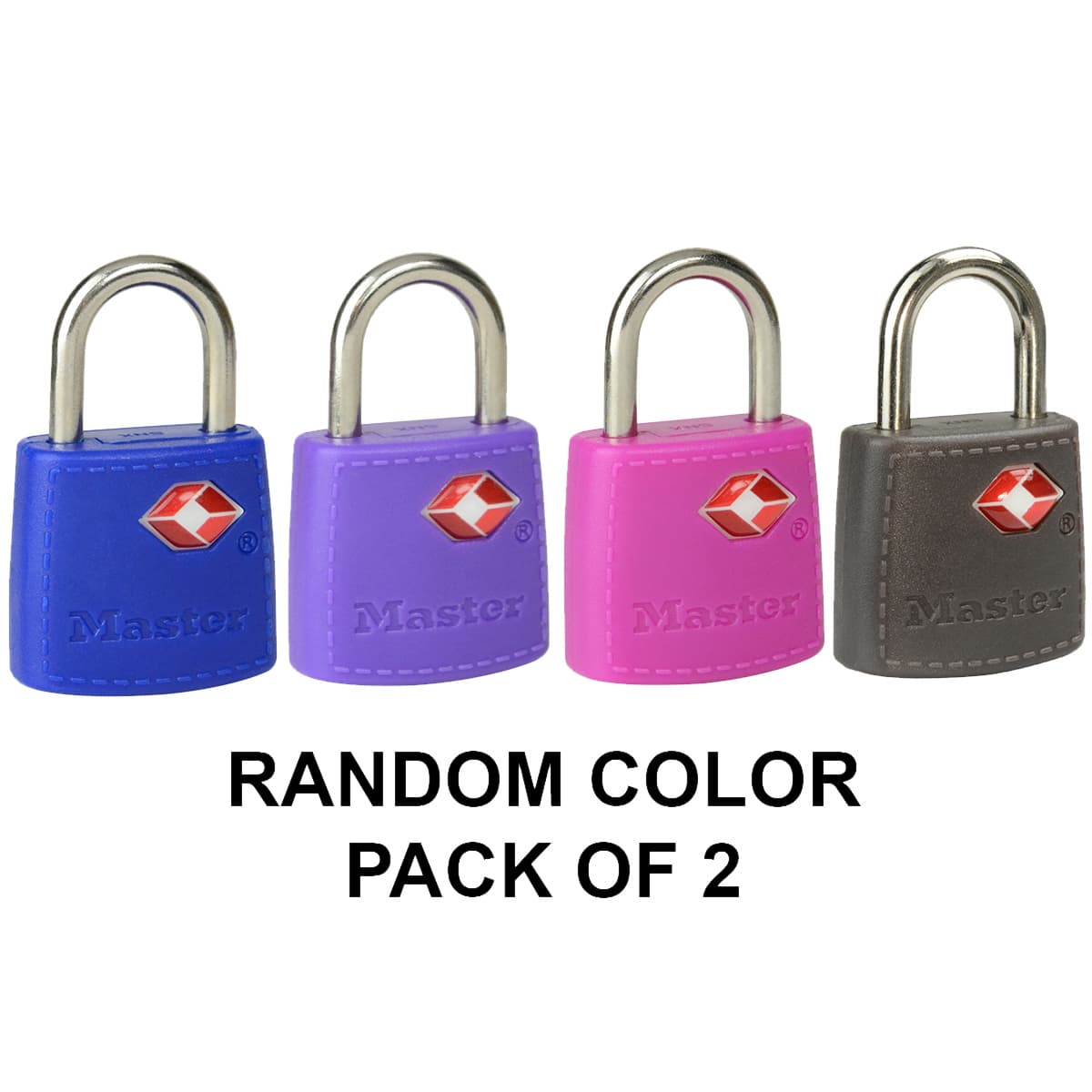 Hangslot Masterlock 2 gelijksluitend ABS cover TSA assorti in willekeurige kleur 30mm 2 stuks 3