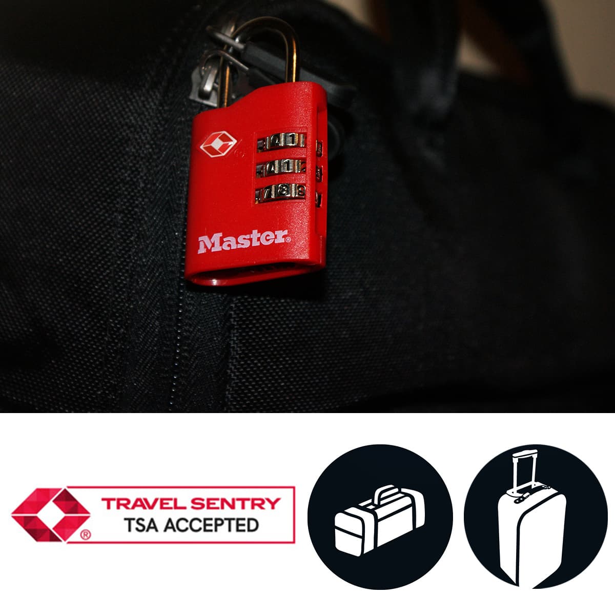 Hangslot Masterlock 3-cijfer combi TSA set van 2 sloten assorti in willekeurige kleur 30mm 2 stuks 2