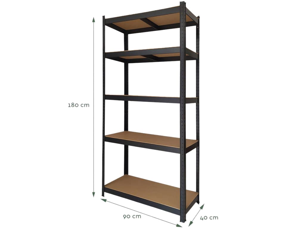 Stellingkast BRASQ 5 borden 90x40x180cm SU175 max 875 KG zwart 3