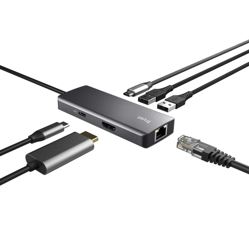 Adapter Trust Dalyx 6-in-1 USB-C multipoort grijs 2