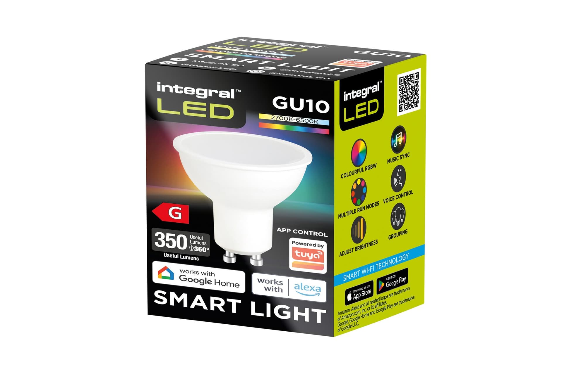 Ledlamp Integral GU10 2700-6500K Smart RGBW 4.9W 350lumen 2