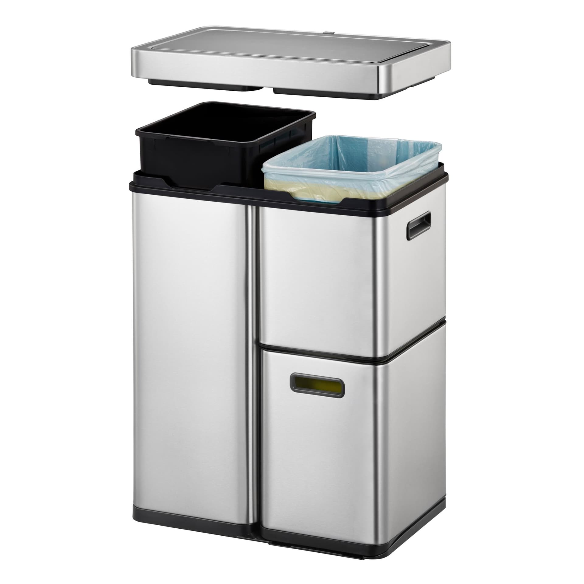 Afvalbak EKO Mirage Plus sensor 30liter en 2x15liter RVS 3