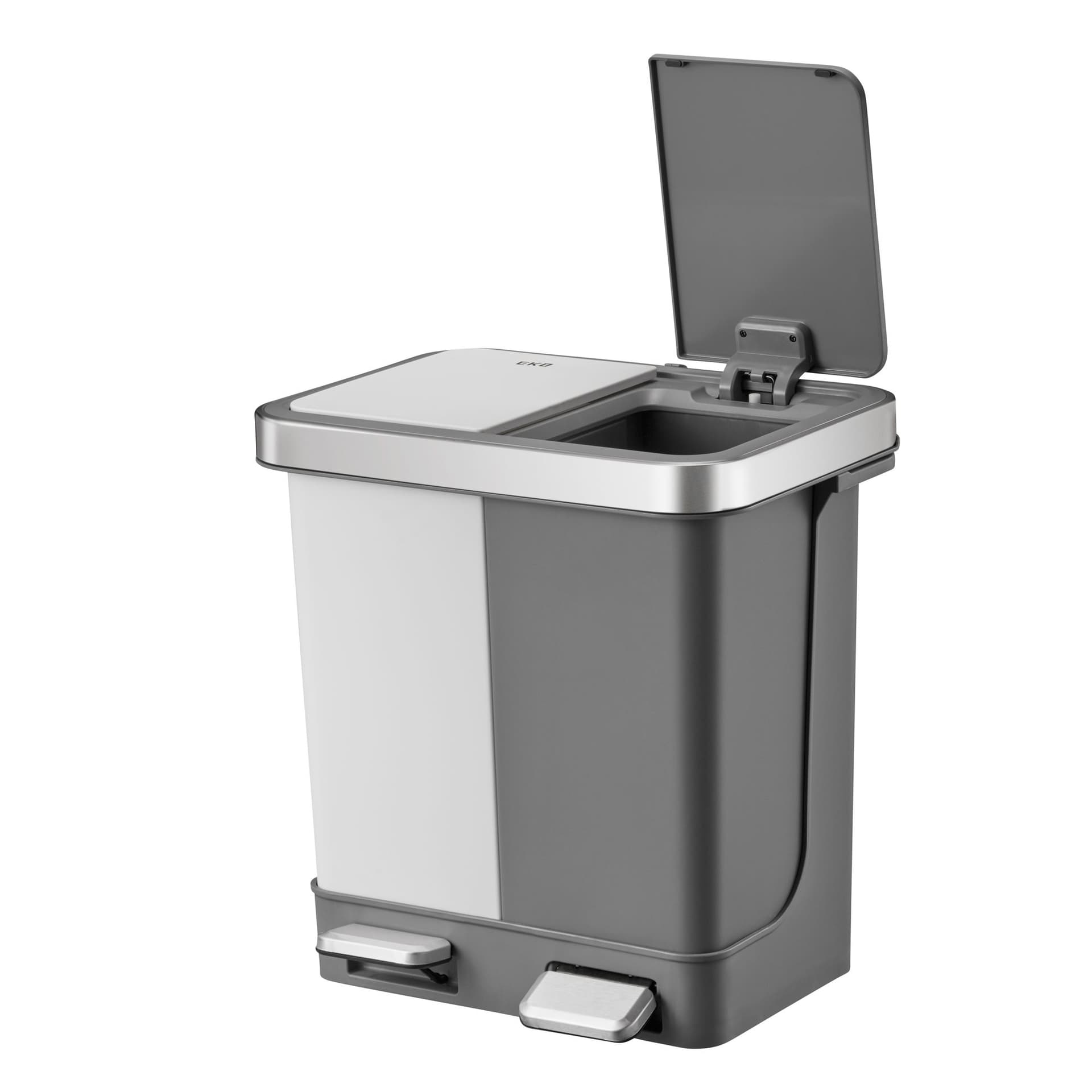 Pedaalemmer EKO Hana Duo Recycling 2x10 liter grijs wit 3