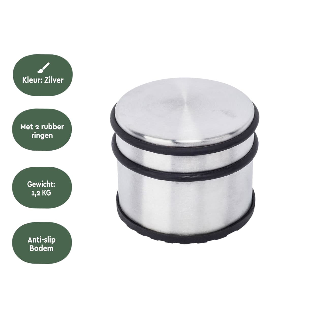 Deurstopper BRASQ met rubberen ringen rvs 2