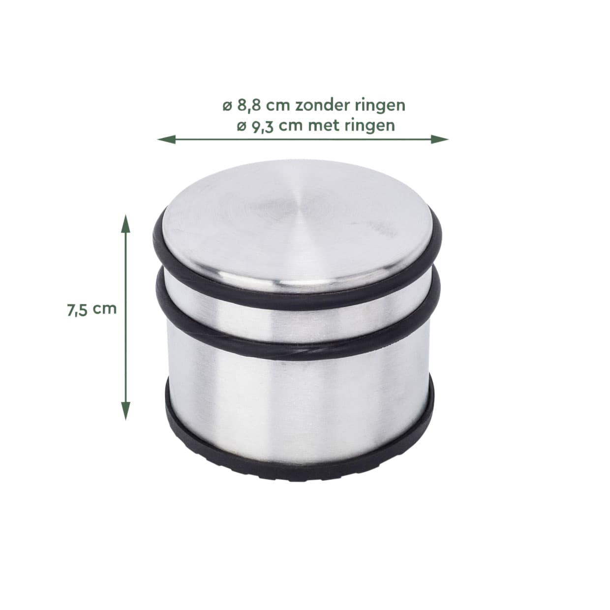 Deurstopper BRASQ met rubberen ringen rvs 3