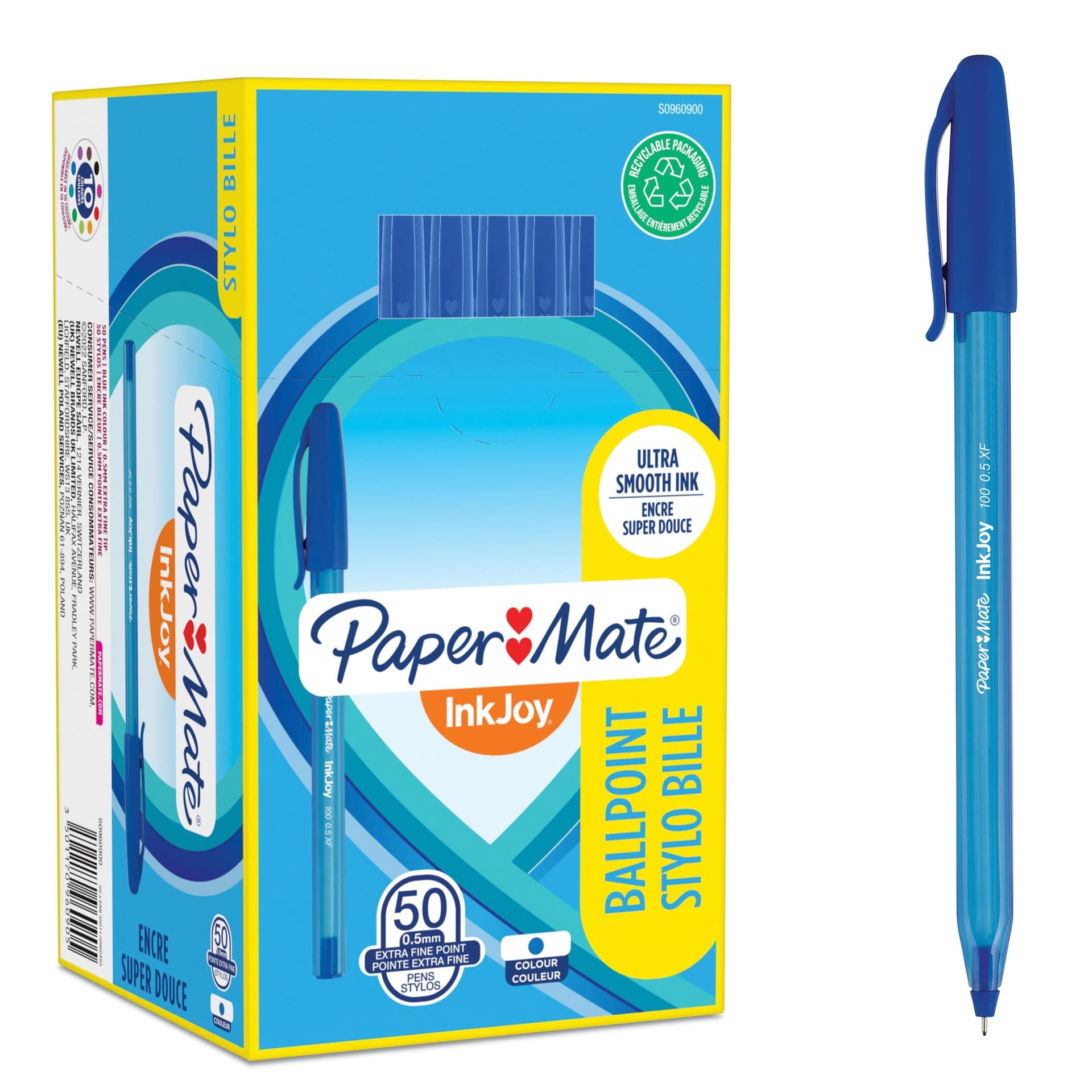 Balpen Paper Mate Inkjoy 100 ultrafijn blauw 2