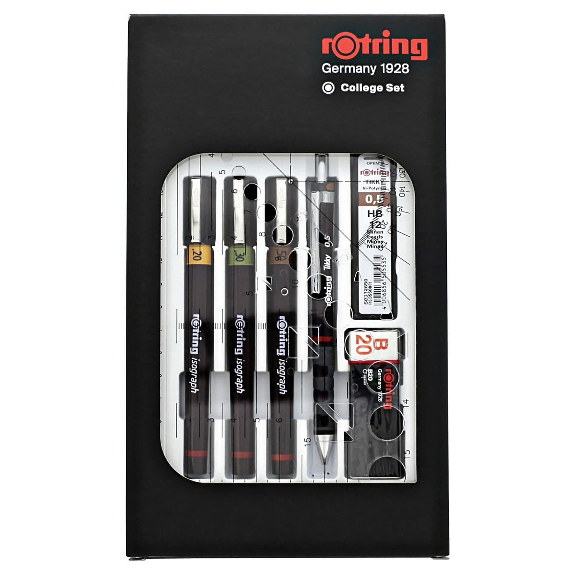 Tekenset rOtring Isograph college 0.2mm, 0.3mm en 0.5mm set à 3 stuks 2