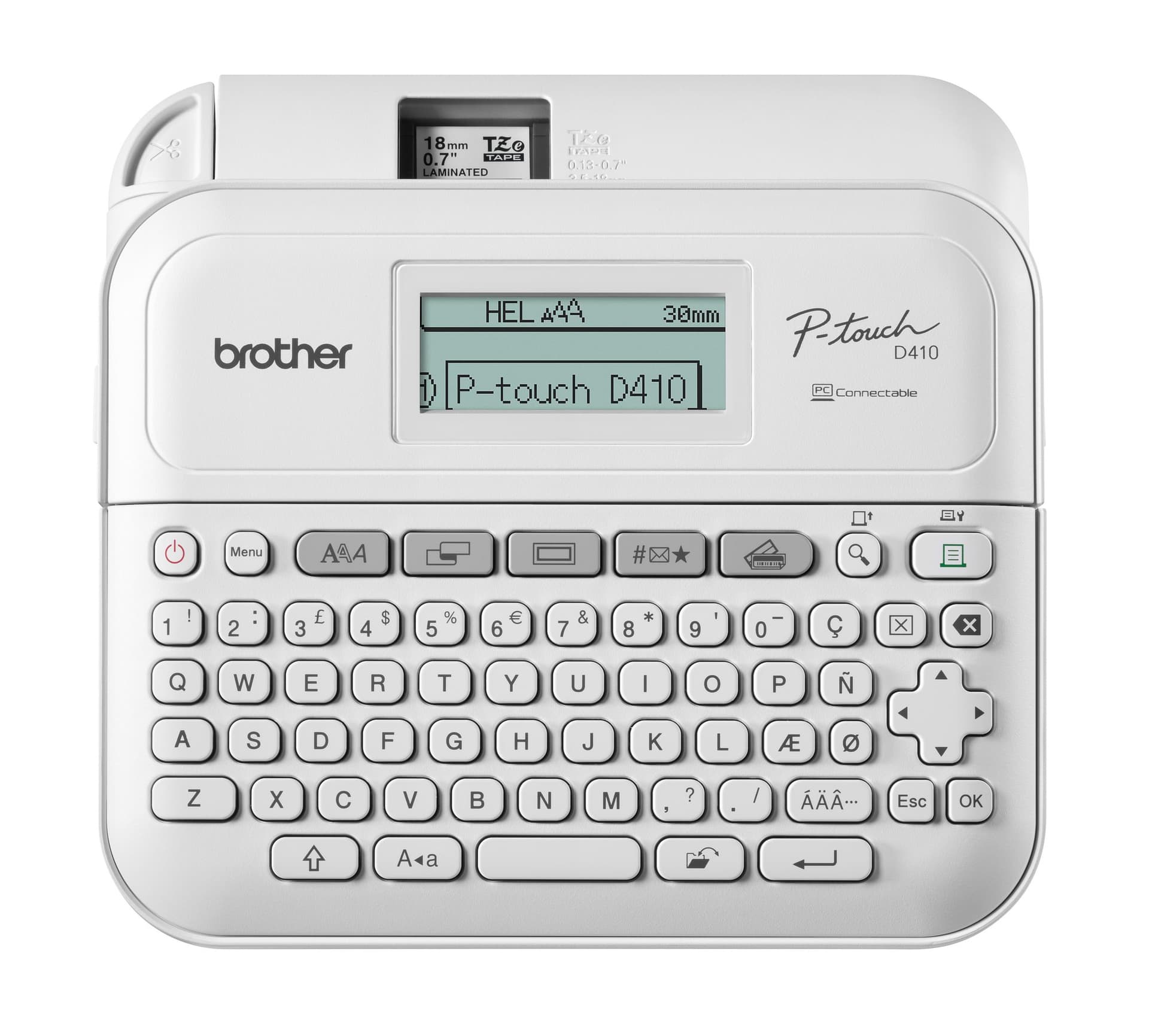Labelprinter Brother P-touch TZe PT-D410 desktop qwerty 18mm wit in koffer 2