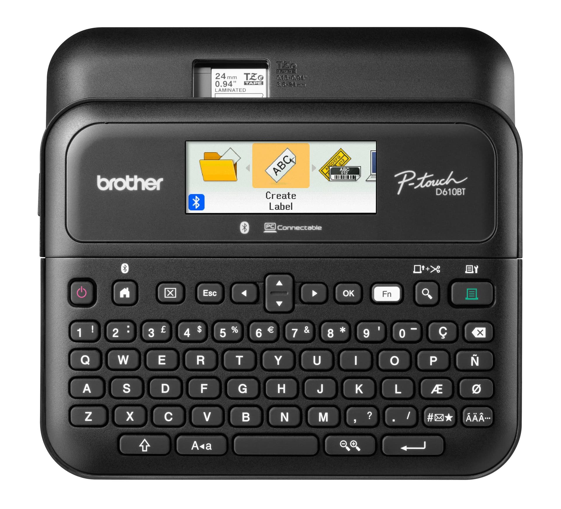 Labelprinter Brother P-touch TZe PT-D610BT desktop qwerty 24mm zwart in koffer 2