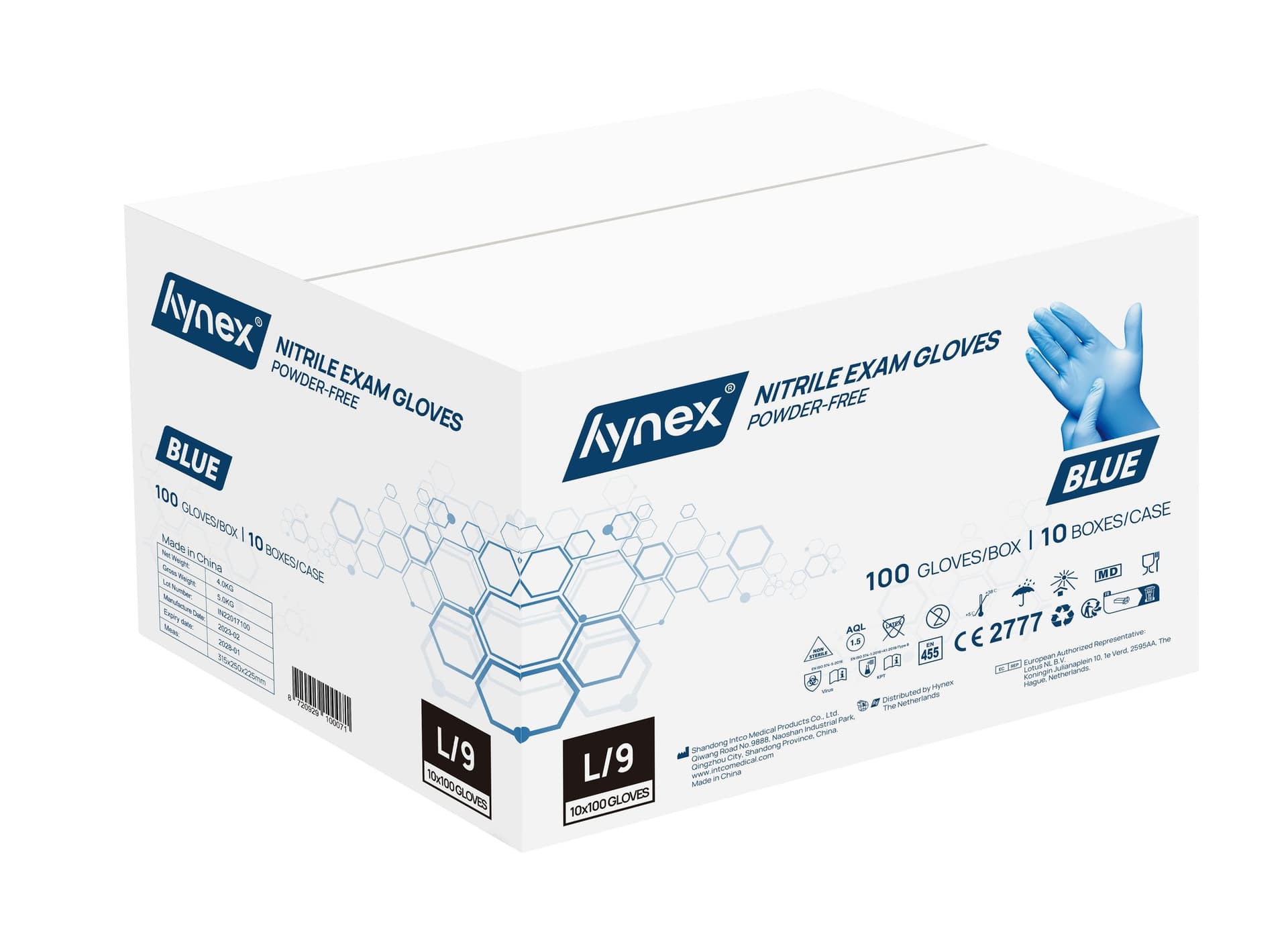Handschoen Hynex nitril L blauw 3.5g pak à 100 stuks 2