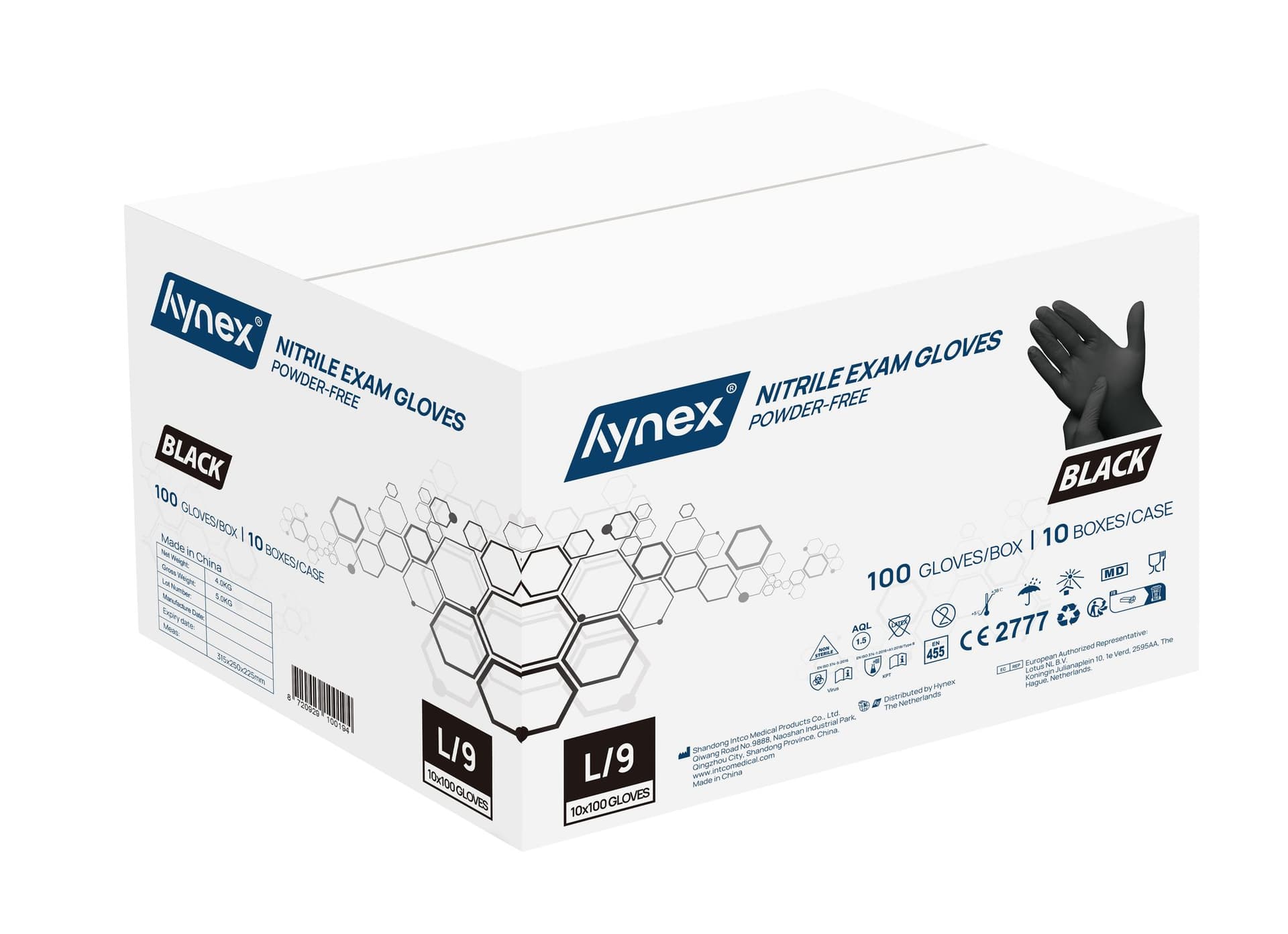 Handschoen Hynex nitril L zwart 3.5g pak à 100 stuks 2