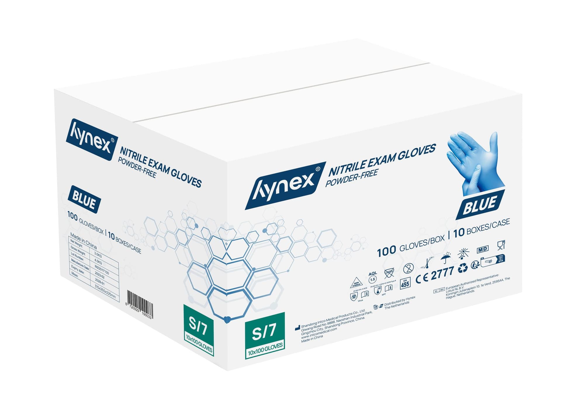 Handschoen Hynex nitril S blauw 3.5g pak à 100 stuks 2