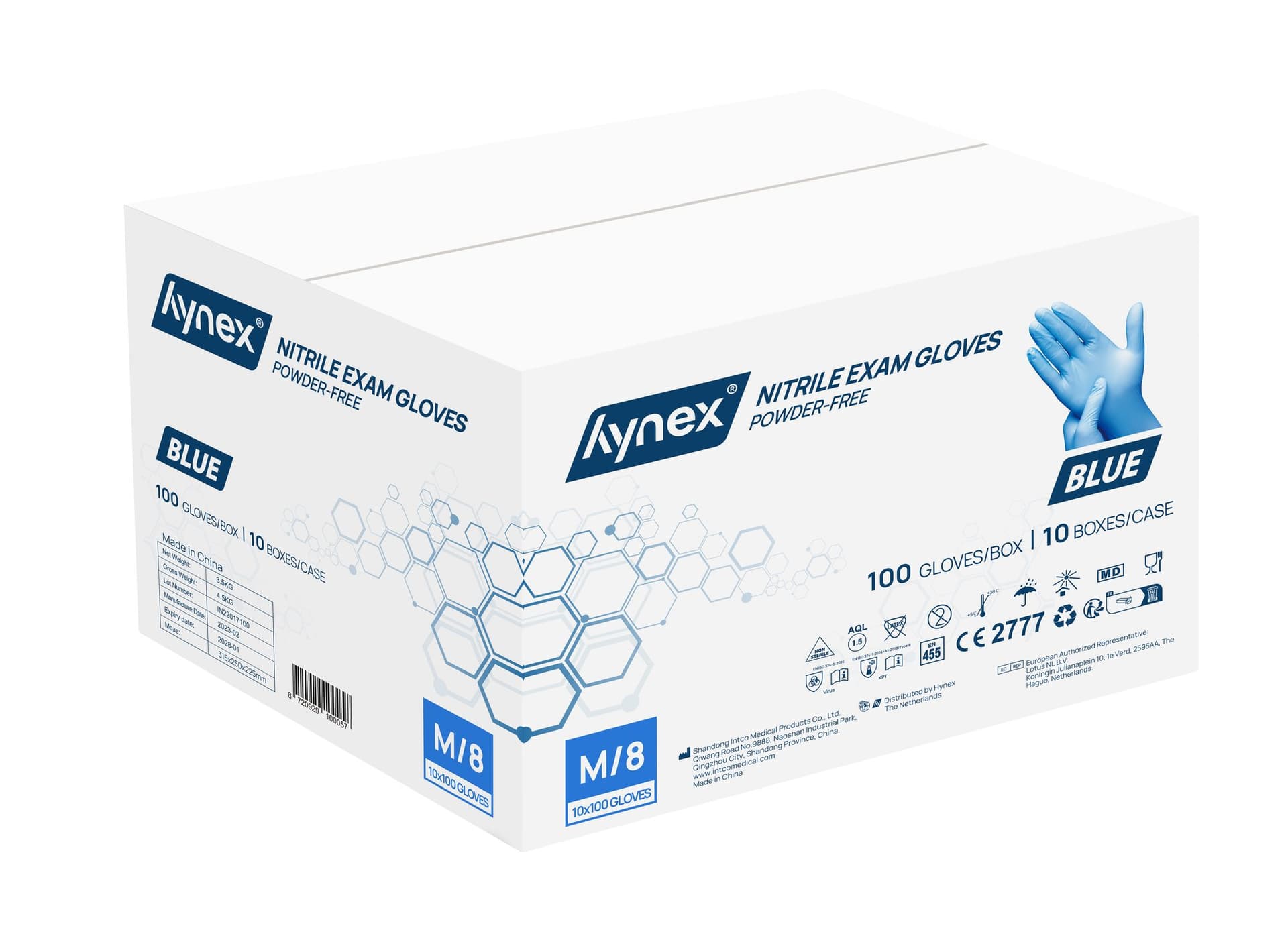 Handschoen Hynex nitril M blauw 3.5g pak à 100 stuks 2