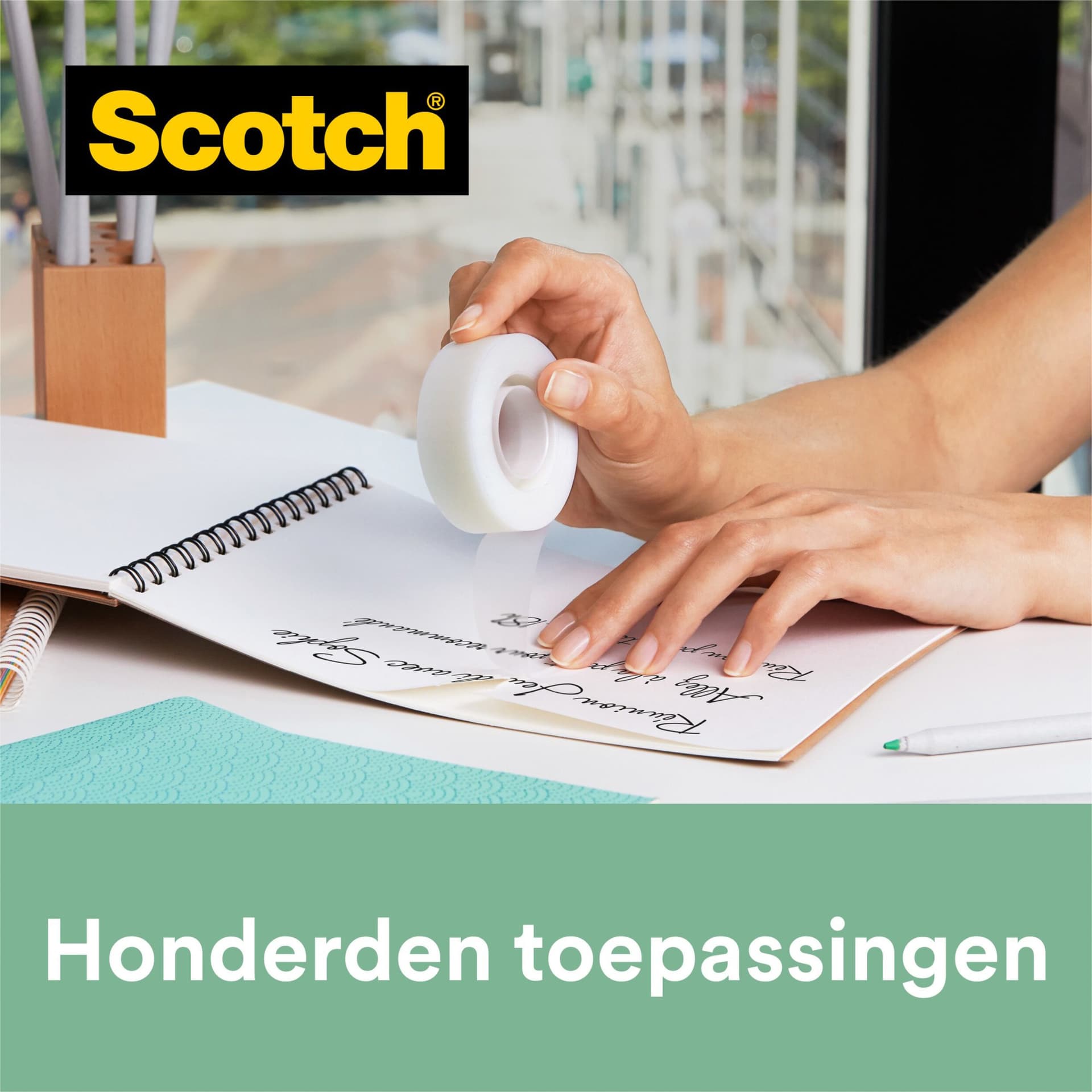 Plakband Scotch Magic 810 19mmx33m transparant 14 rollen + plakbandhouder zwart 3