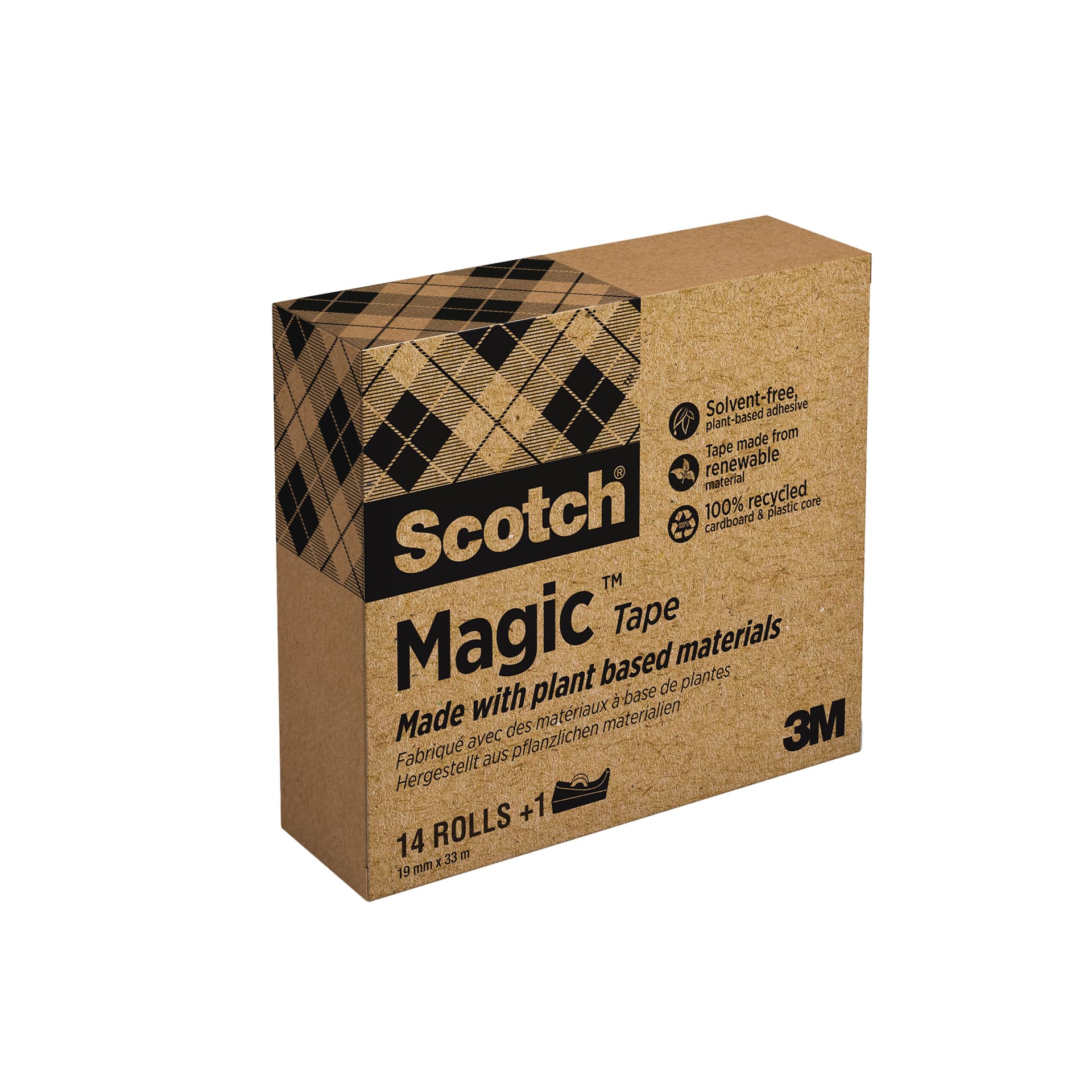 Plakband Scotch Magic 810 19mmx33m transparant 14 rollen + plakbandhouder zwart 6