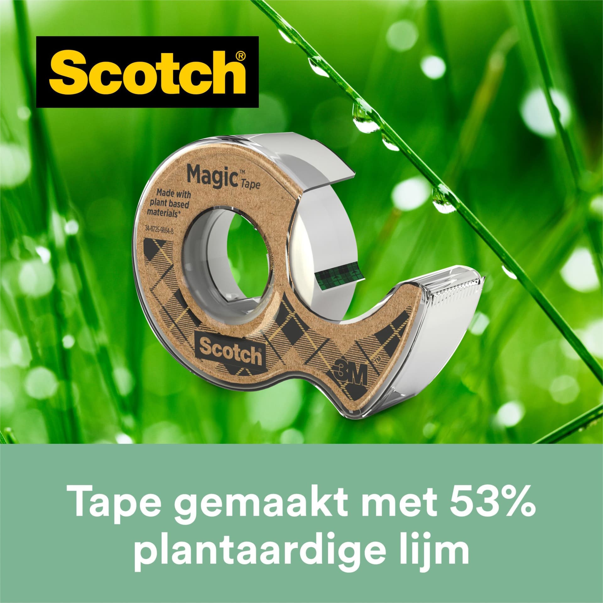 Plakband Scotch Magic 919 19mmx20m transparant + gerecyclede afroller 3