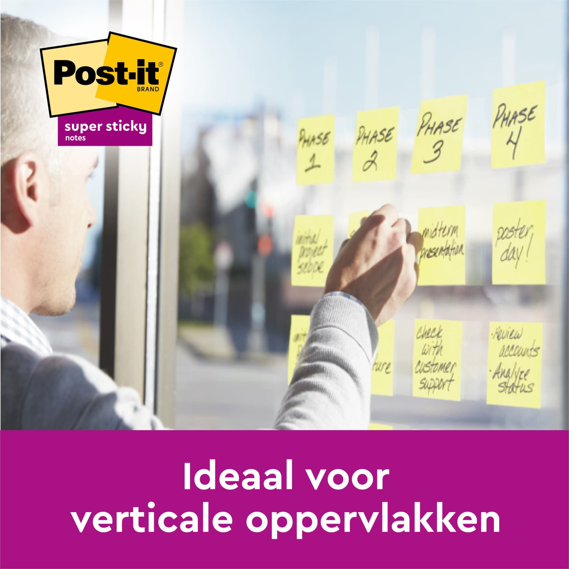 Memoblok 3M Post-it 622 Super Sticky 47.6x47.6mm geel 21 + 3 gratis 3