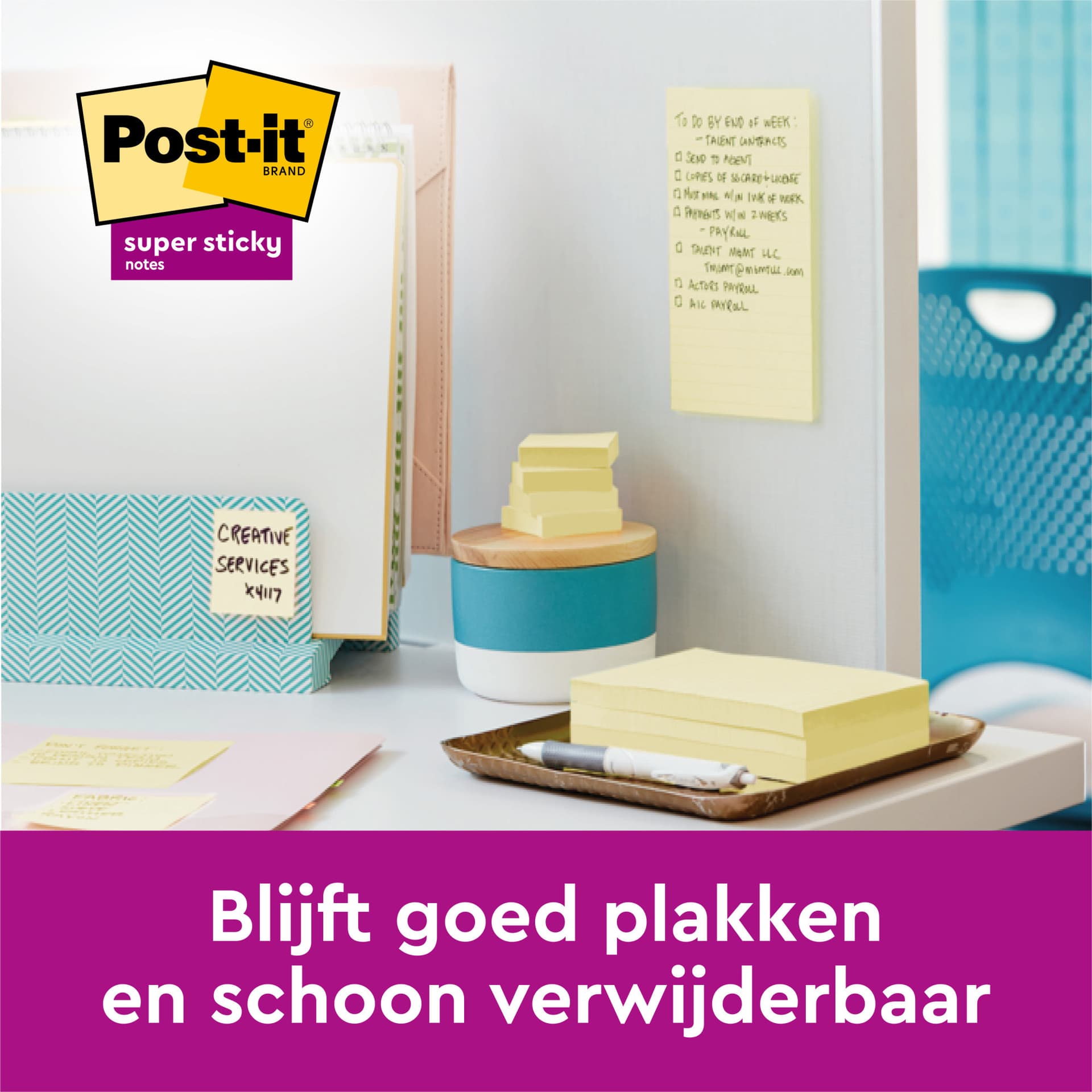 Memoblok 3M Post-it 622 Super Sticky 47.6x47.6mm geel 21 + 3 gratis 4
