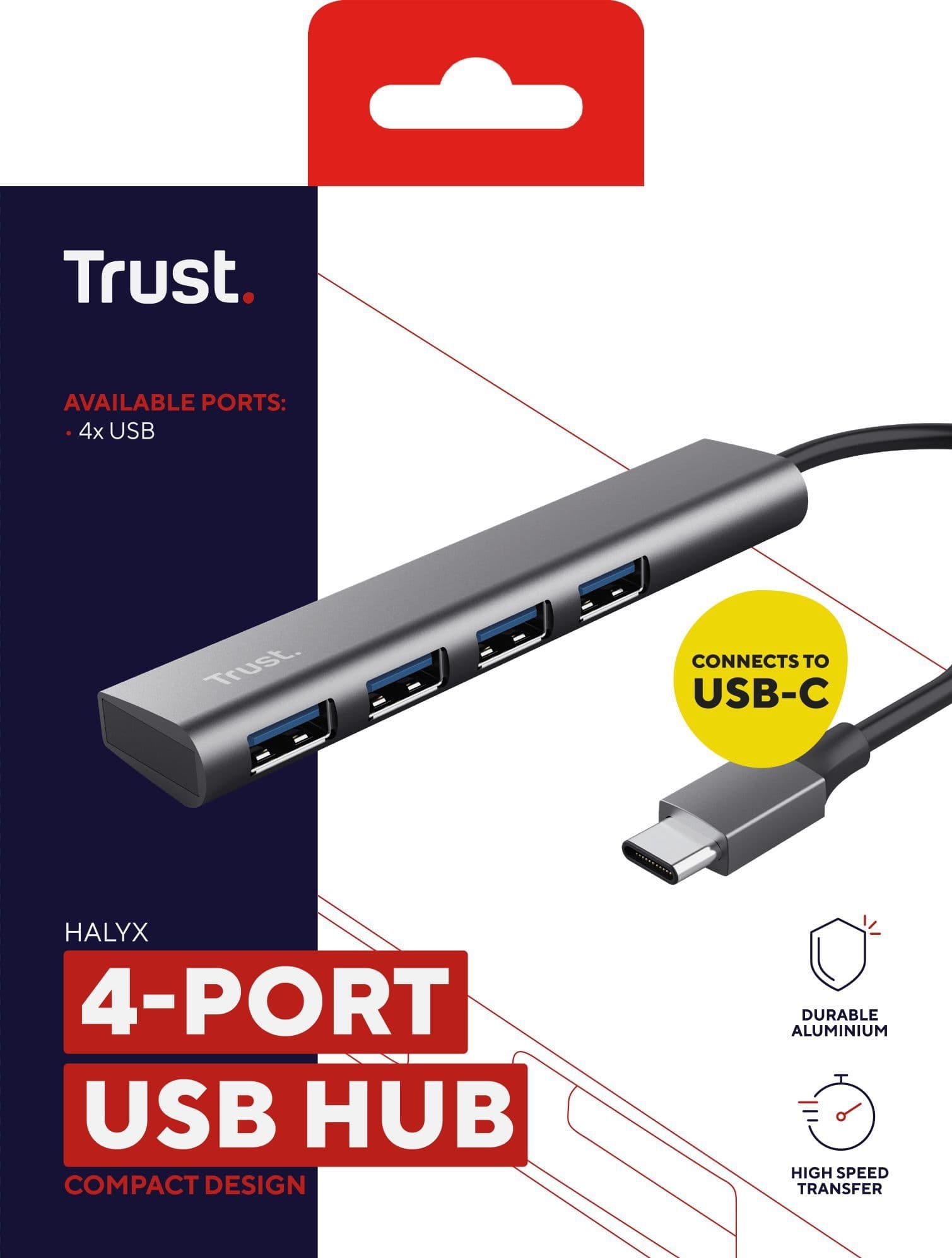 Hub Trust Halyx 4-port USB-C zilver 2